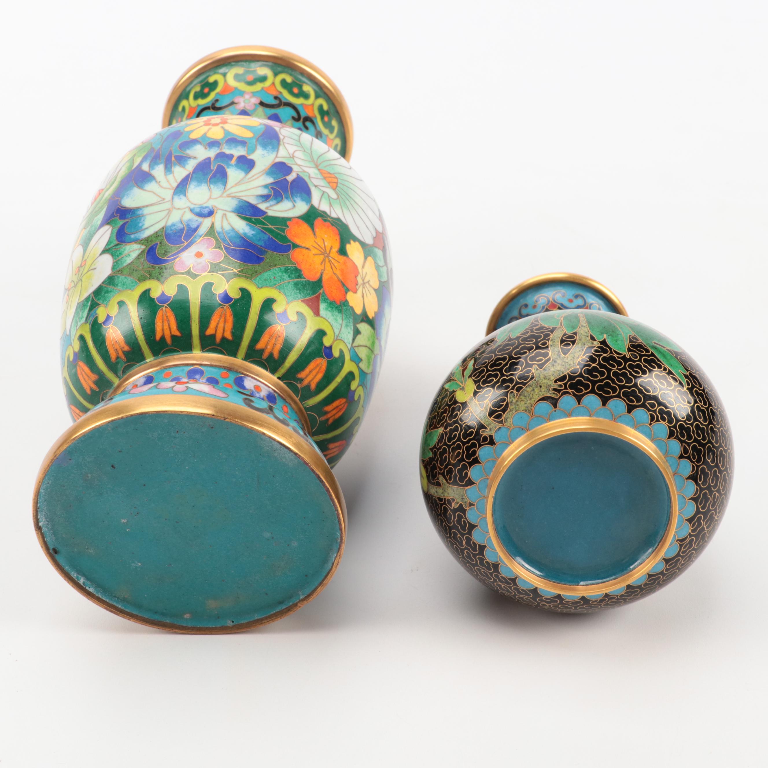 Chinese Cloisonne Vases with Stands