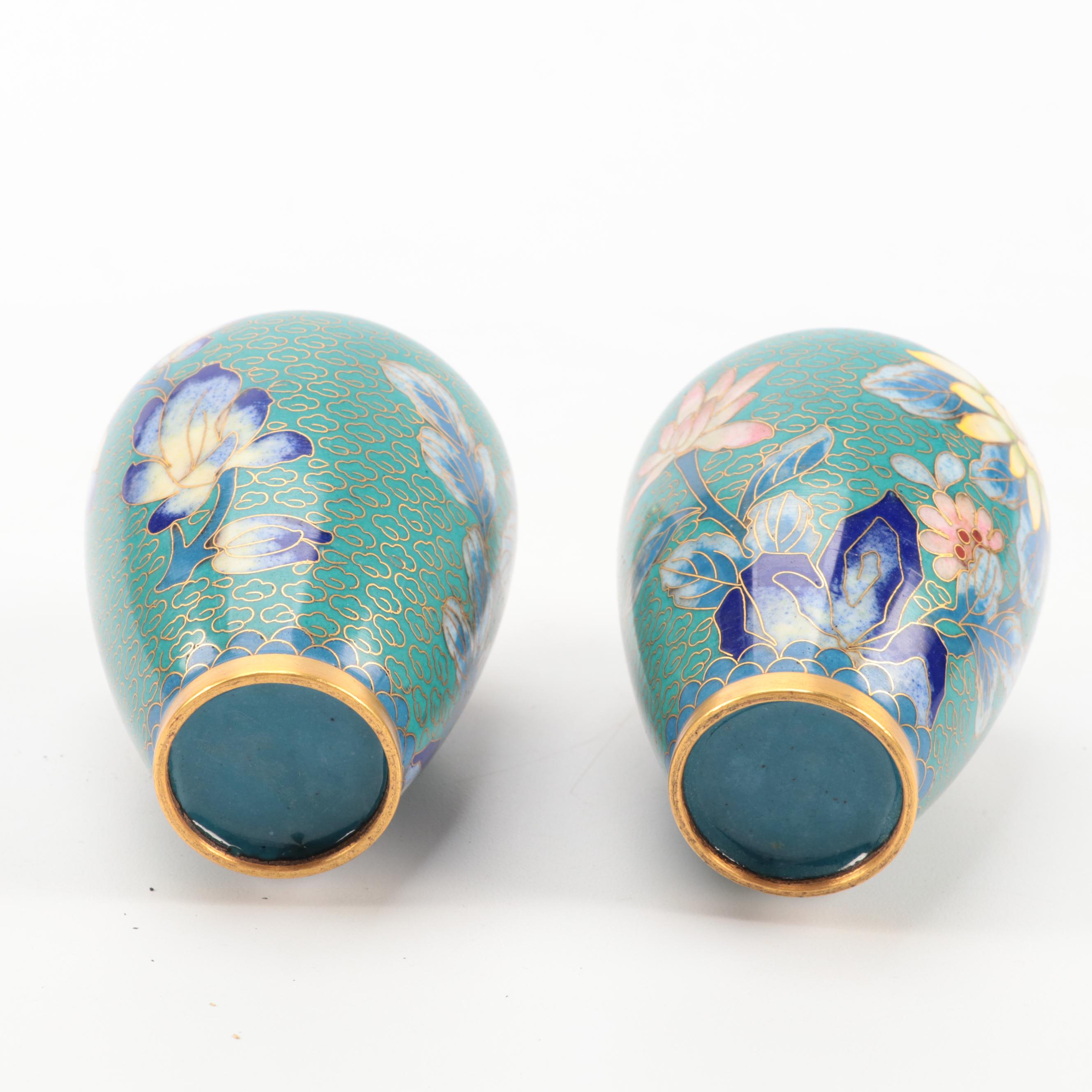 Chinese Cloisonne Vases with Stands