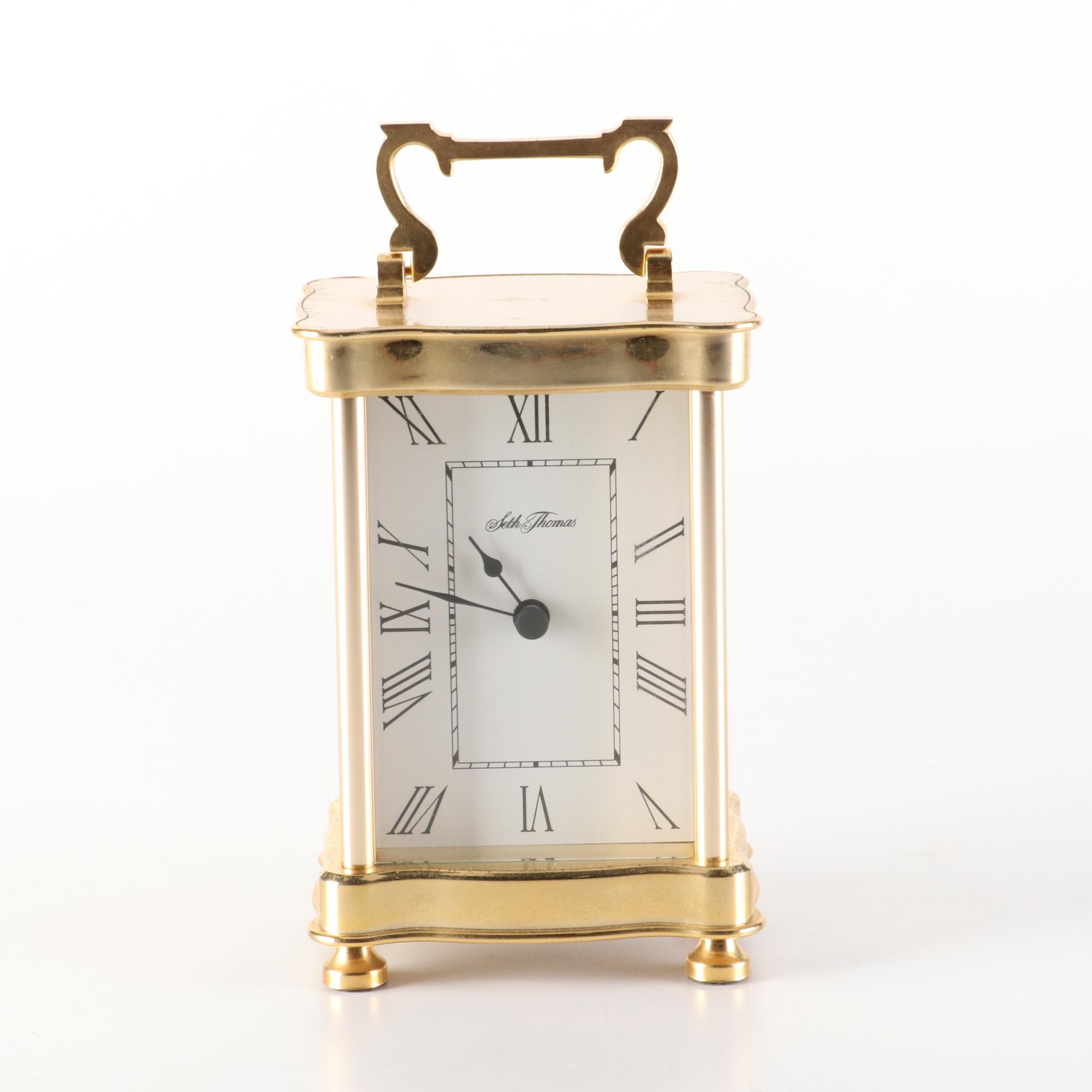 Seth Thomas Brass Bracket Desk Clock with Other Clocks