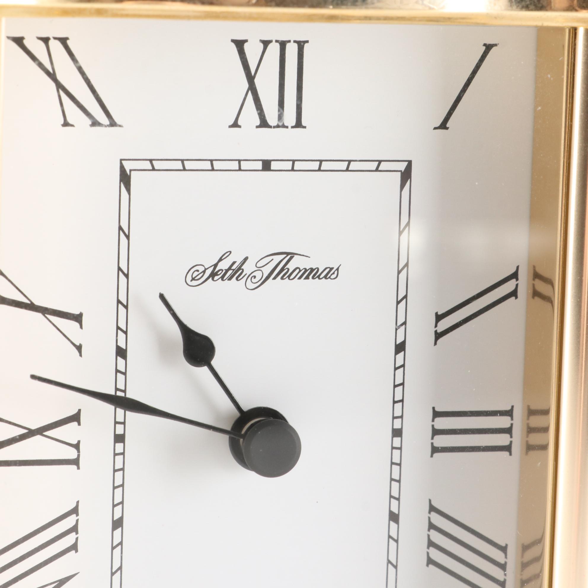 Seth Thomas Brass Bracket Desk Clock with Other Clocks