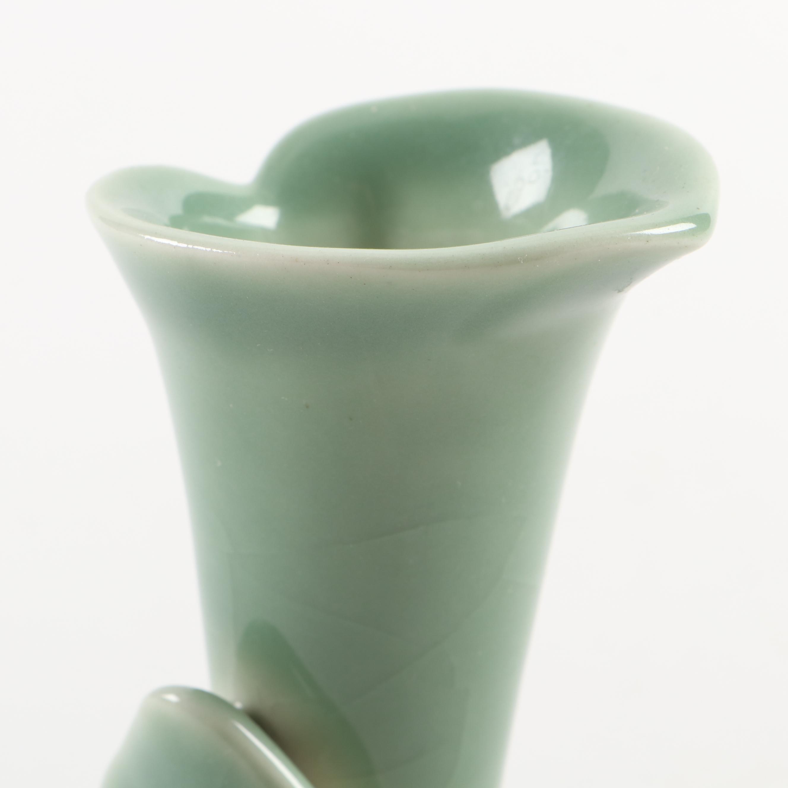 Rookwood Pottery Green Glazed Calla Lily Bud Vase, 1950