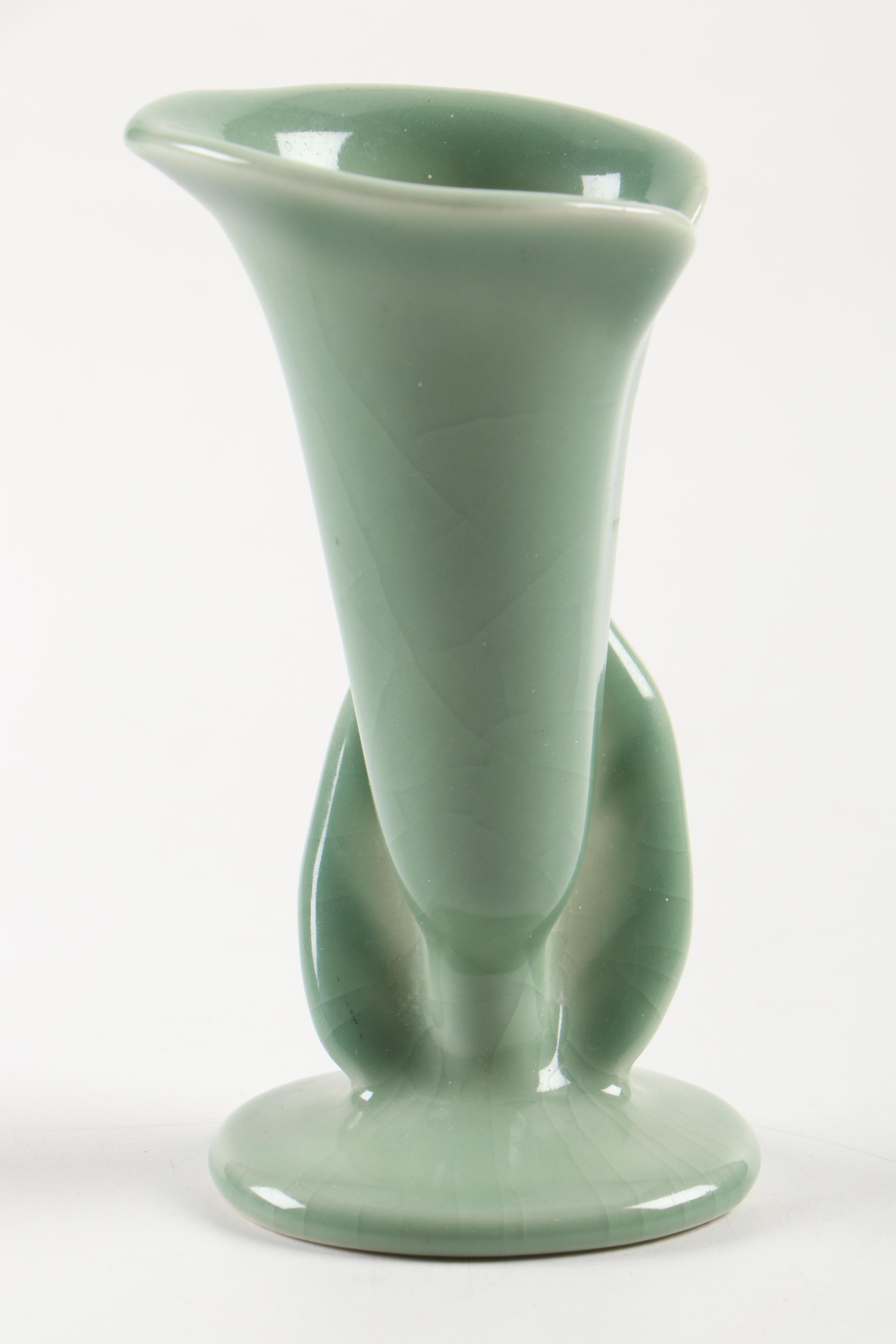 Rookwood Pottery Green Glazed Calla Lily Bud Vase, 1950