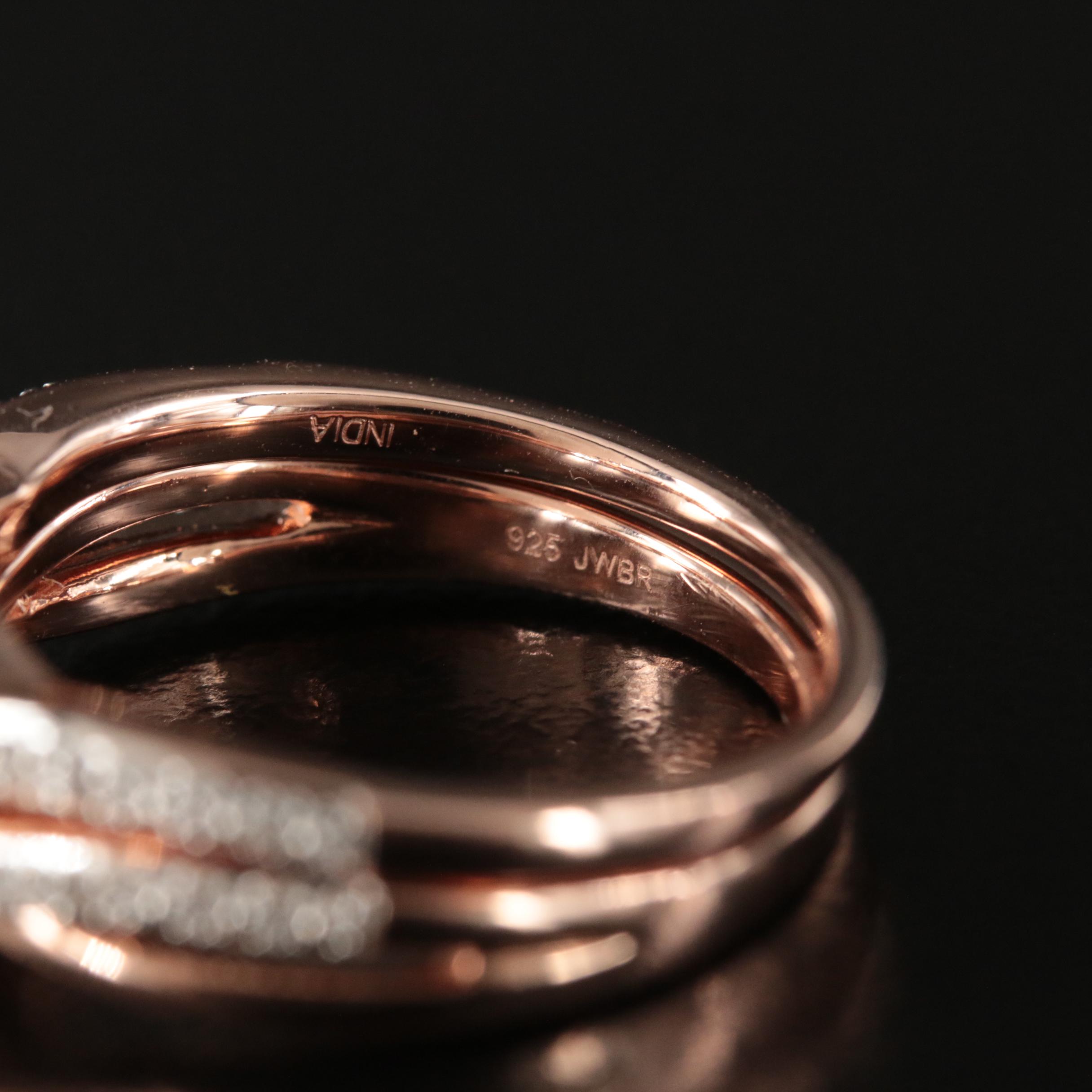 Sterling Diamond Heart Ring and Band Set