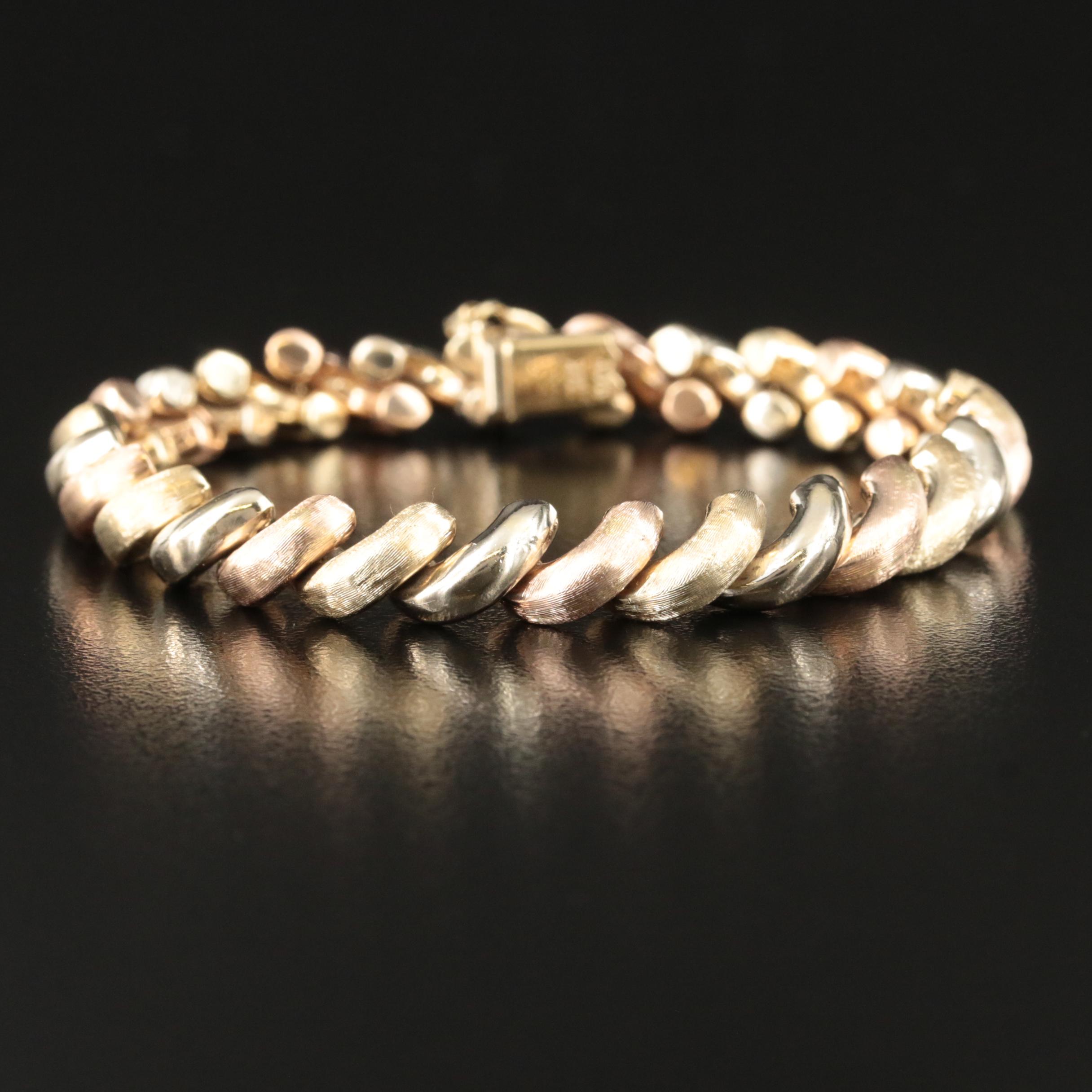 Italian 14K Tri-Color San Marco Bracelet