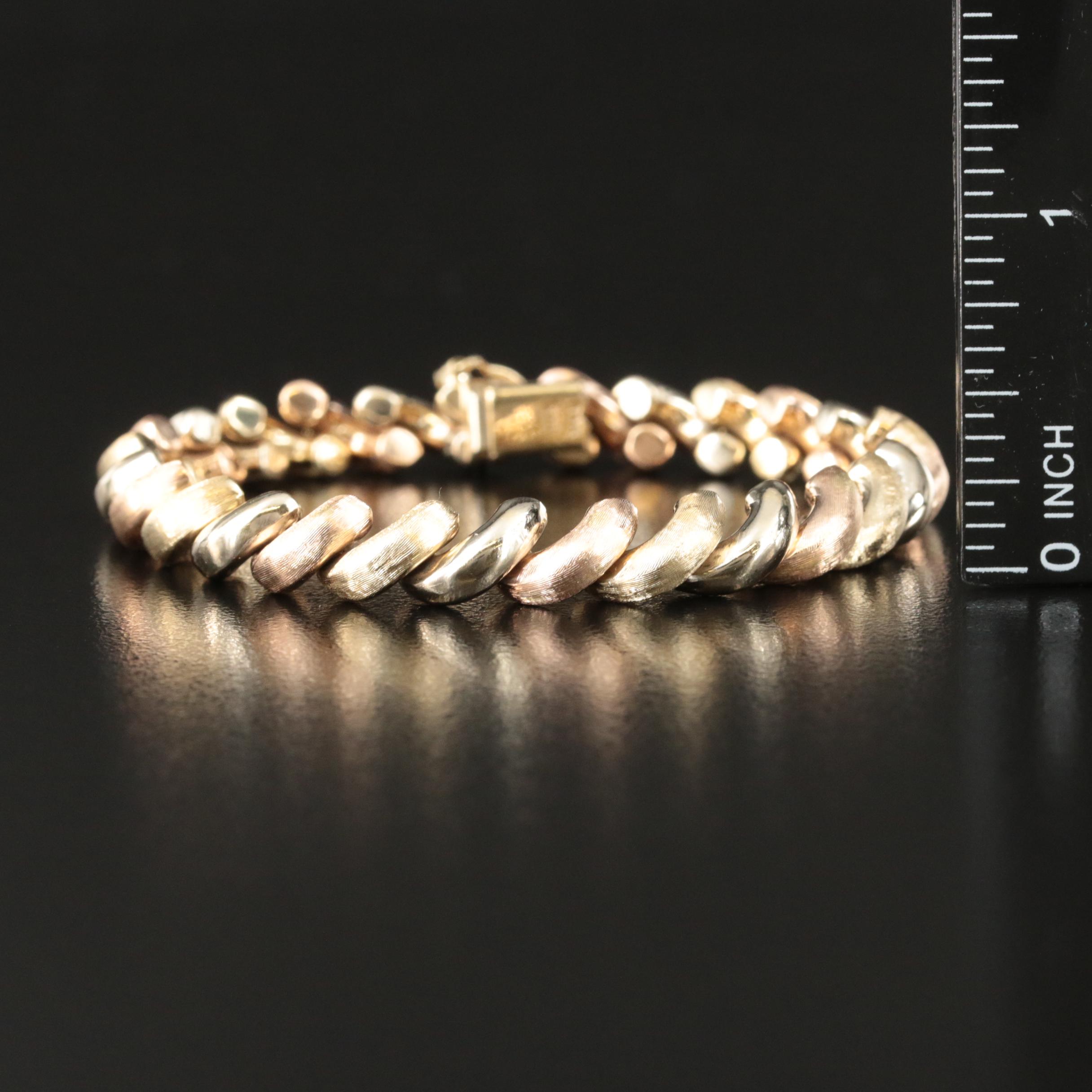 Italian 14K Tri-Color San Marco Bracelet