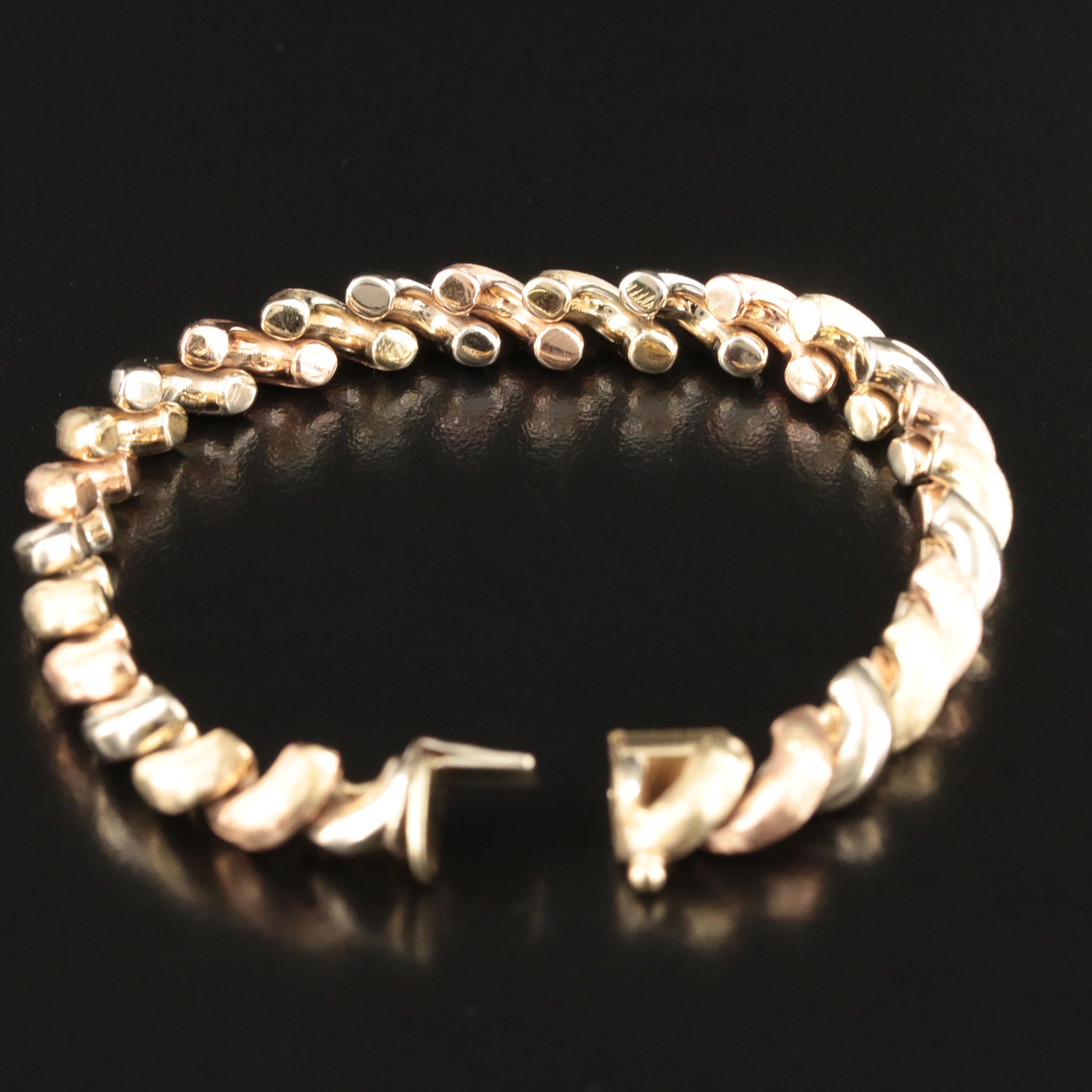 Italian 14K Tri-Color San Marco Bracelet