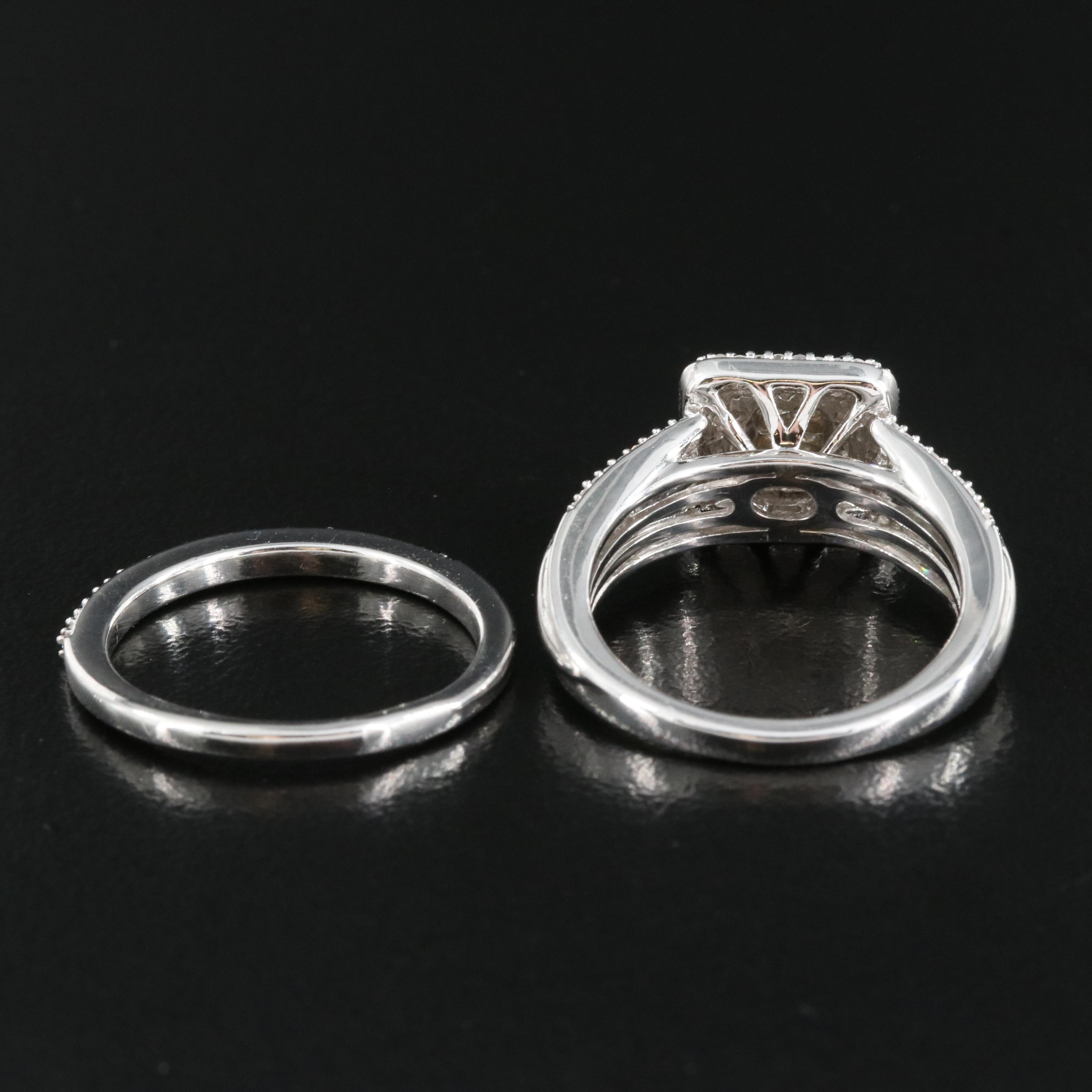 Sterling 0.51 CTW Diamond Ring and Band Set