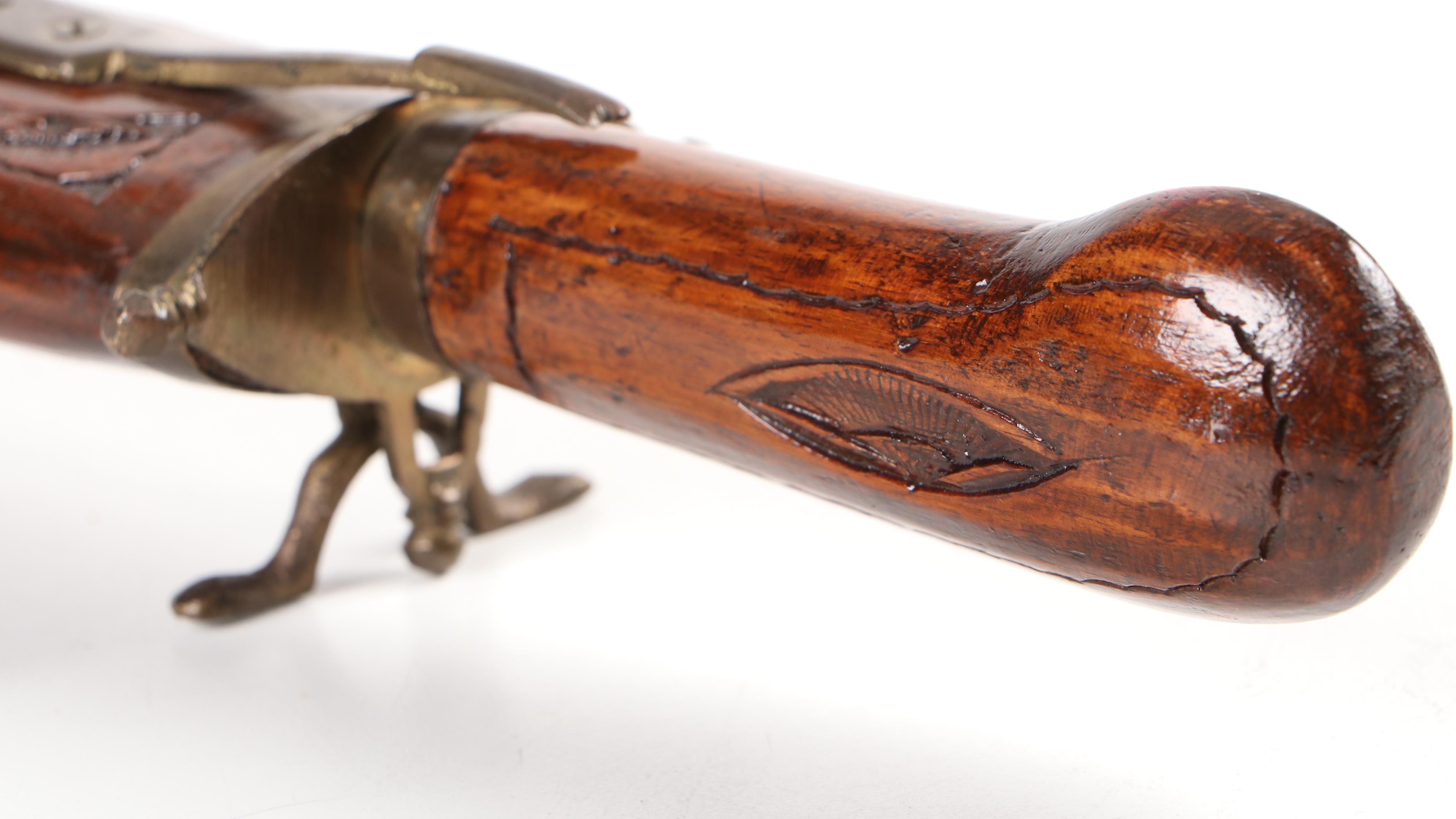 Indian Carving Set with Carved Wood and Brass Case