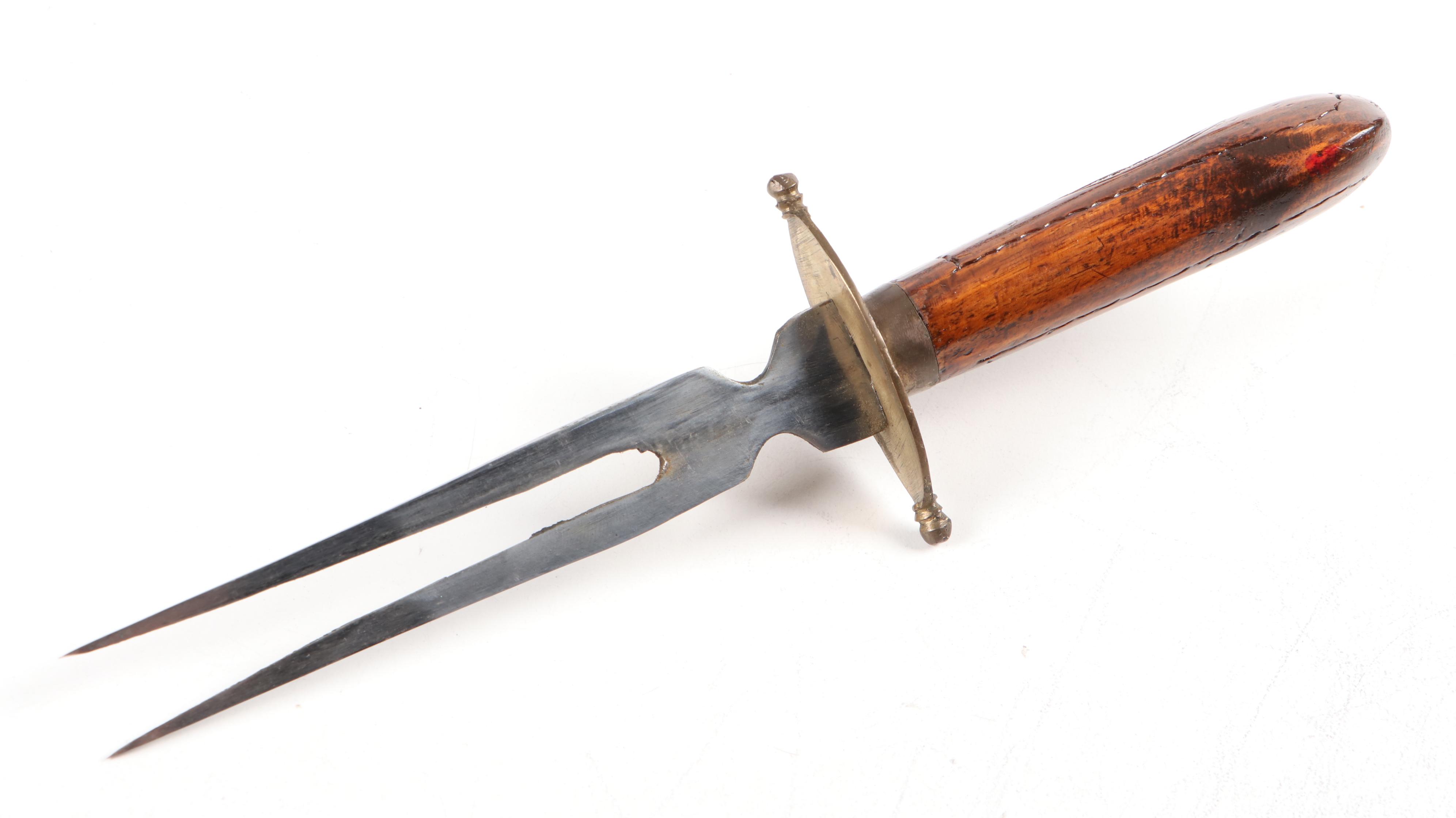 Indian Carving Set with Carved Wood and Brass Case