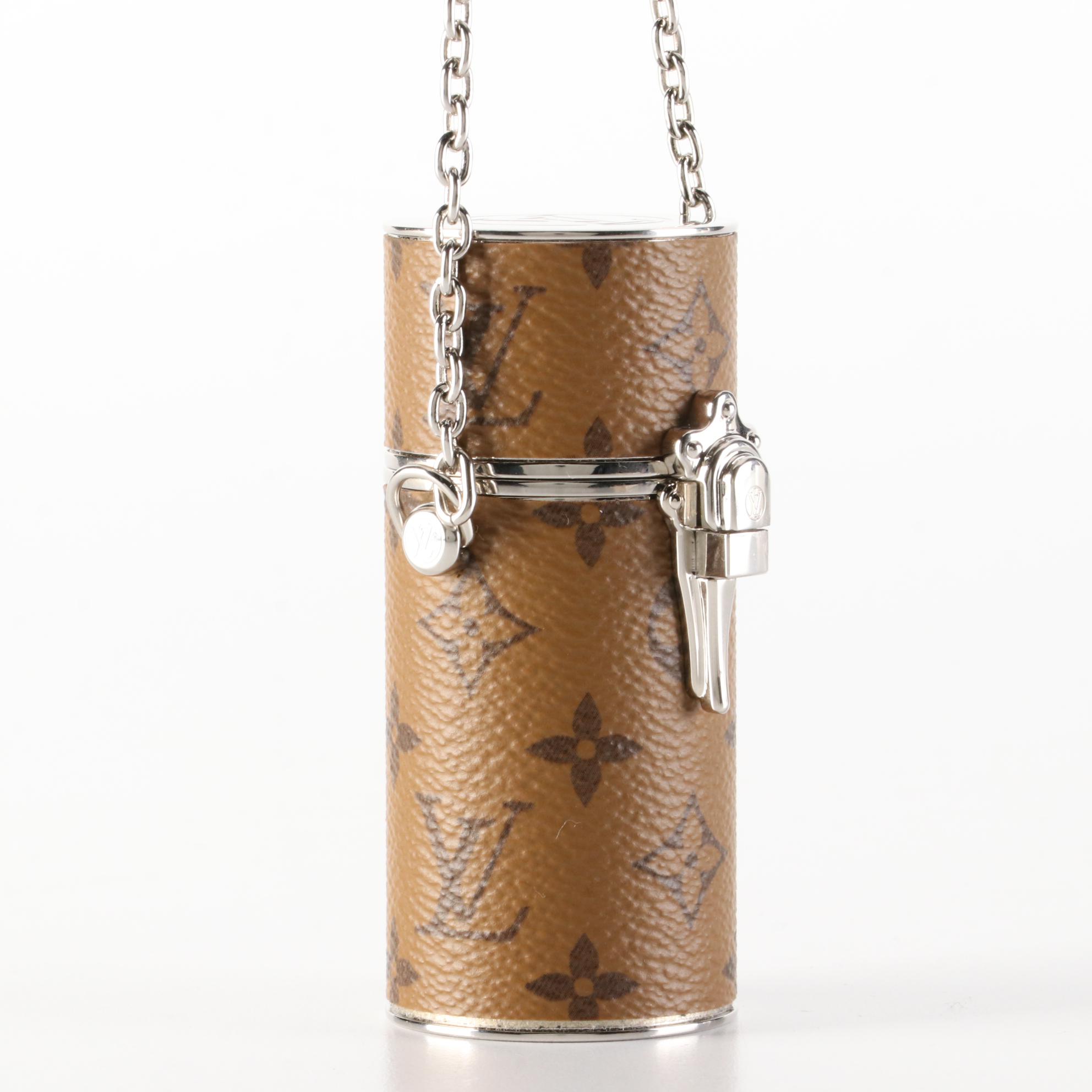 Louis Vuitton Lipstick Case on Chain in Reverse Monogram Canvas