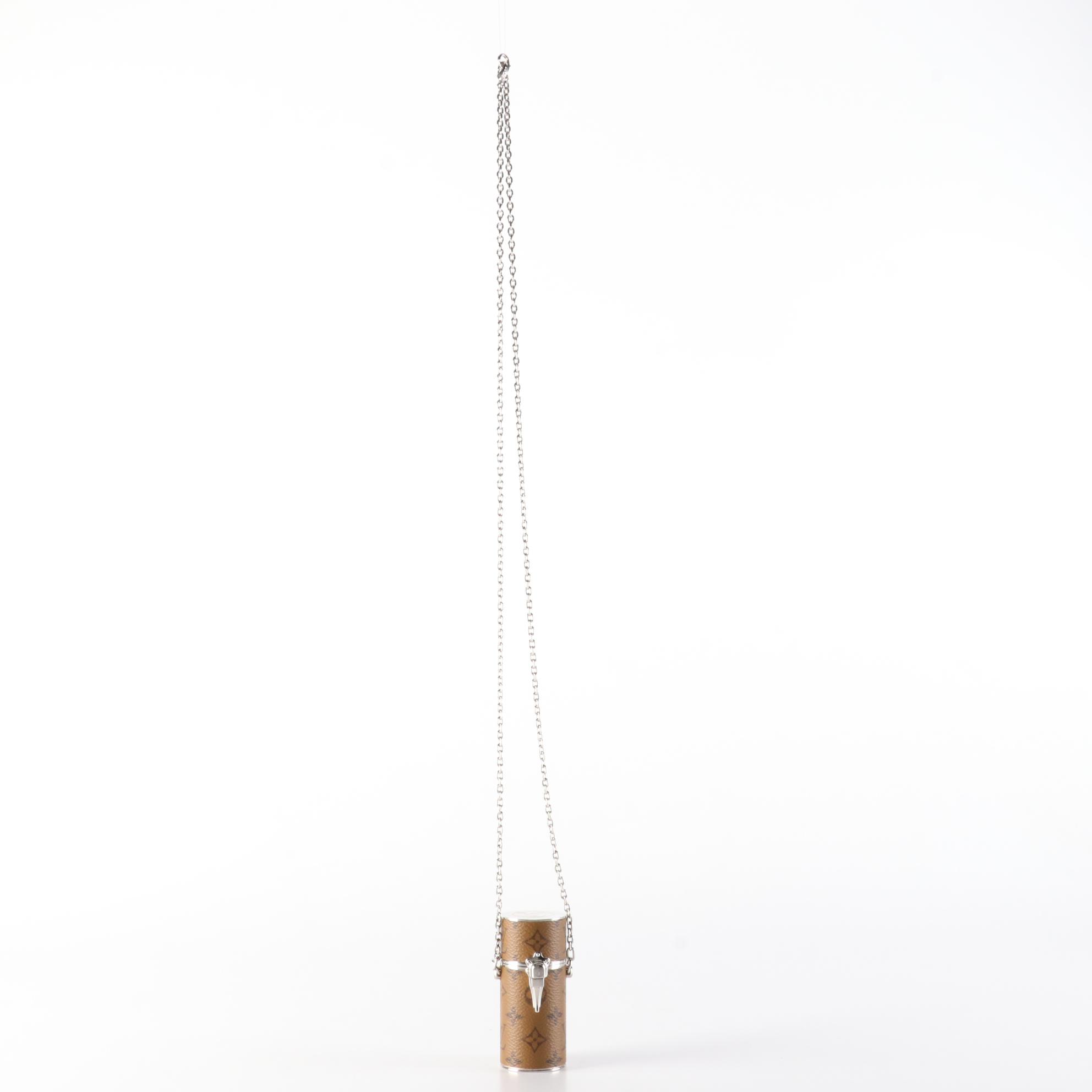 Louis Vuitton Lipstick Case on Chain in Reverse Monogram Canvas