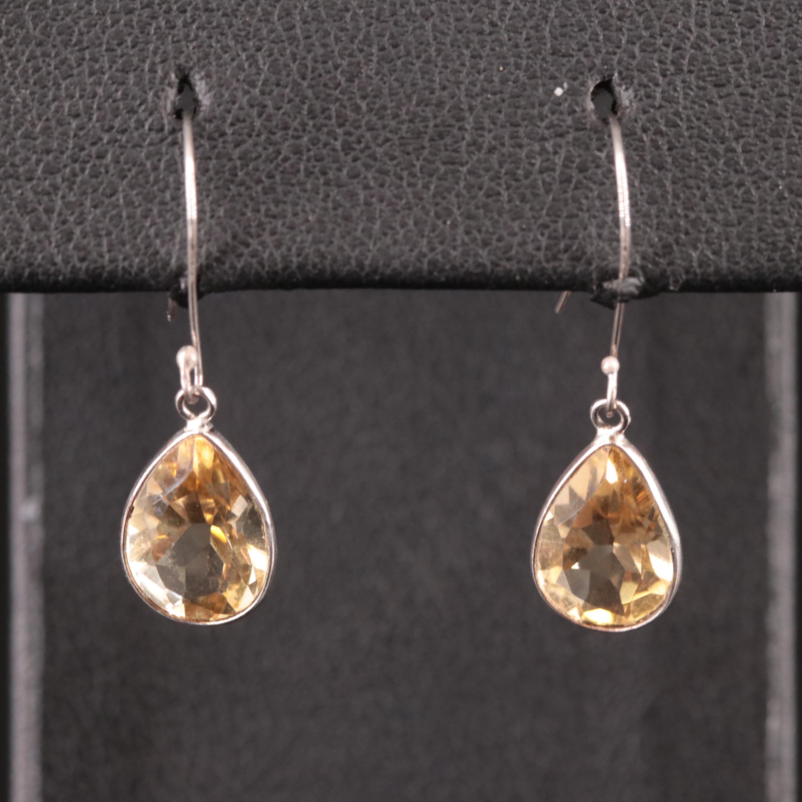 14K Citrine Drop Earrings