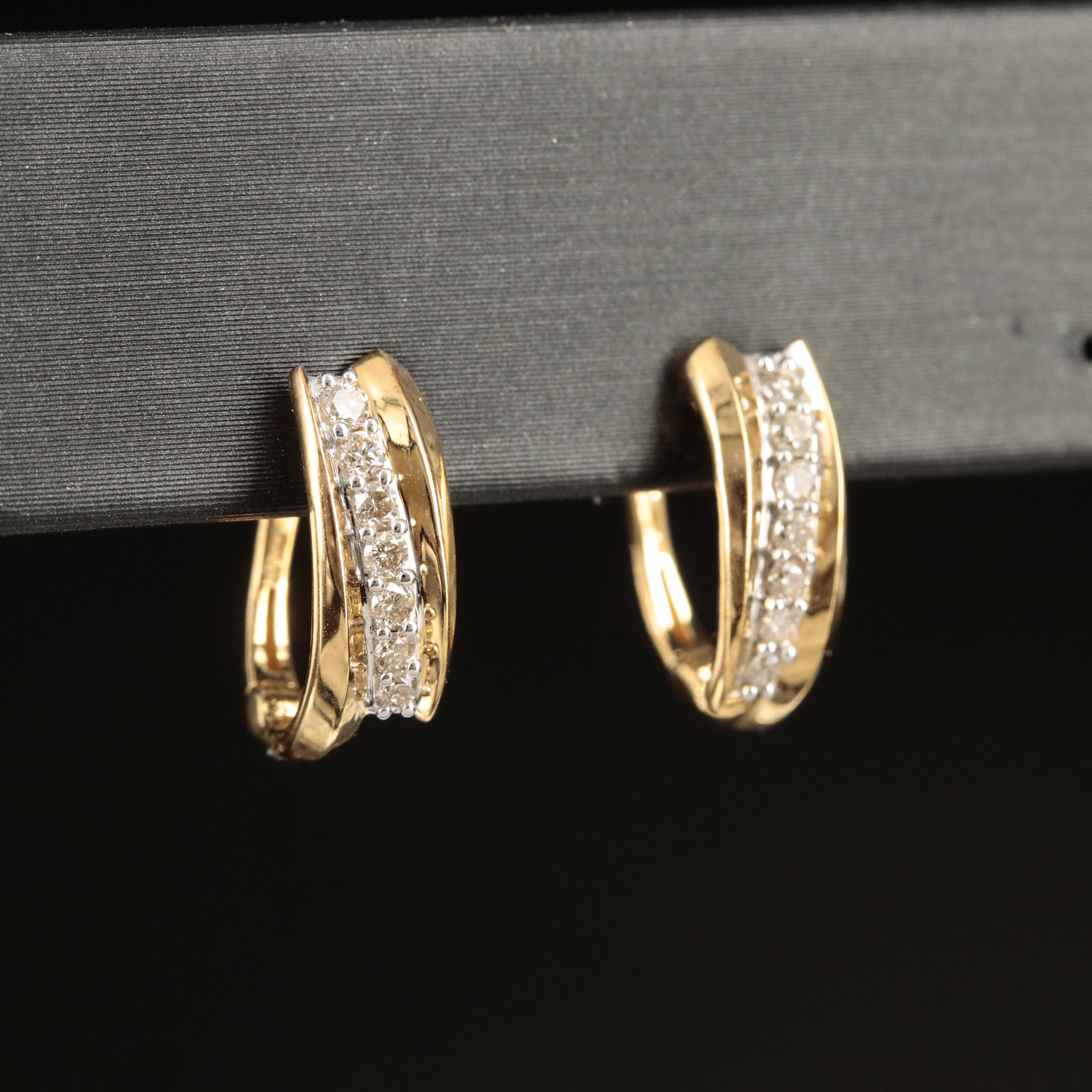 Sterling Diamond J Hoop Earrings