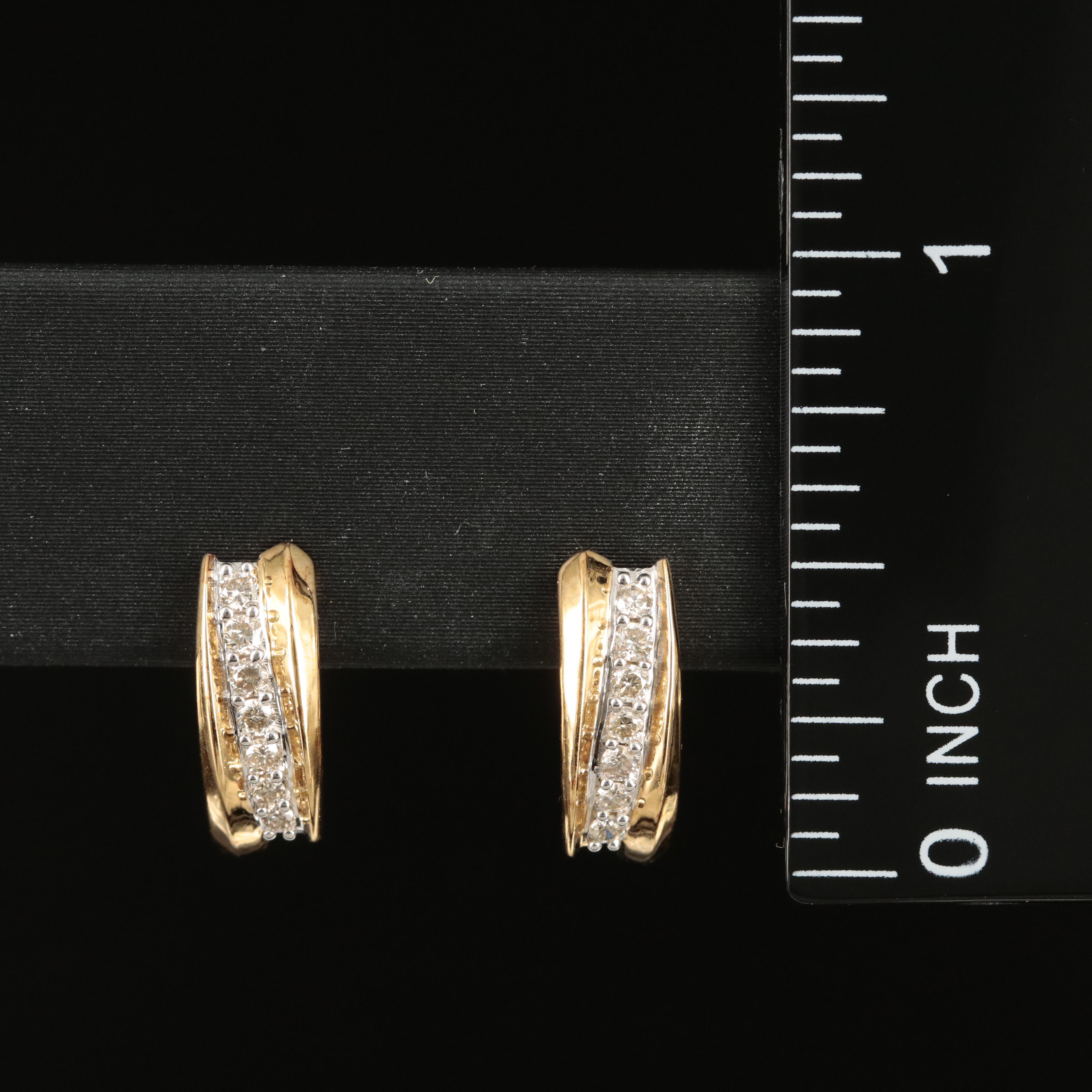 Sterling Diamond J Hoop Earrings