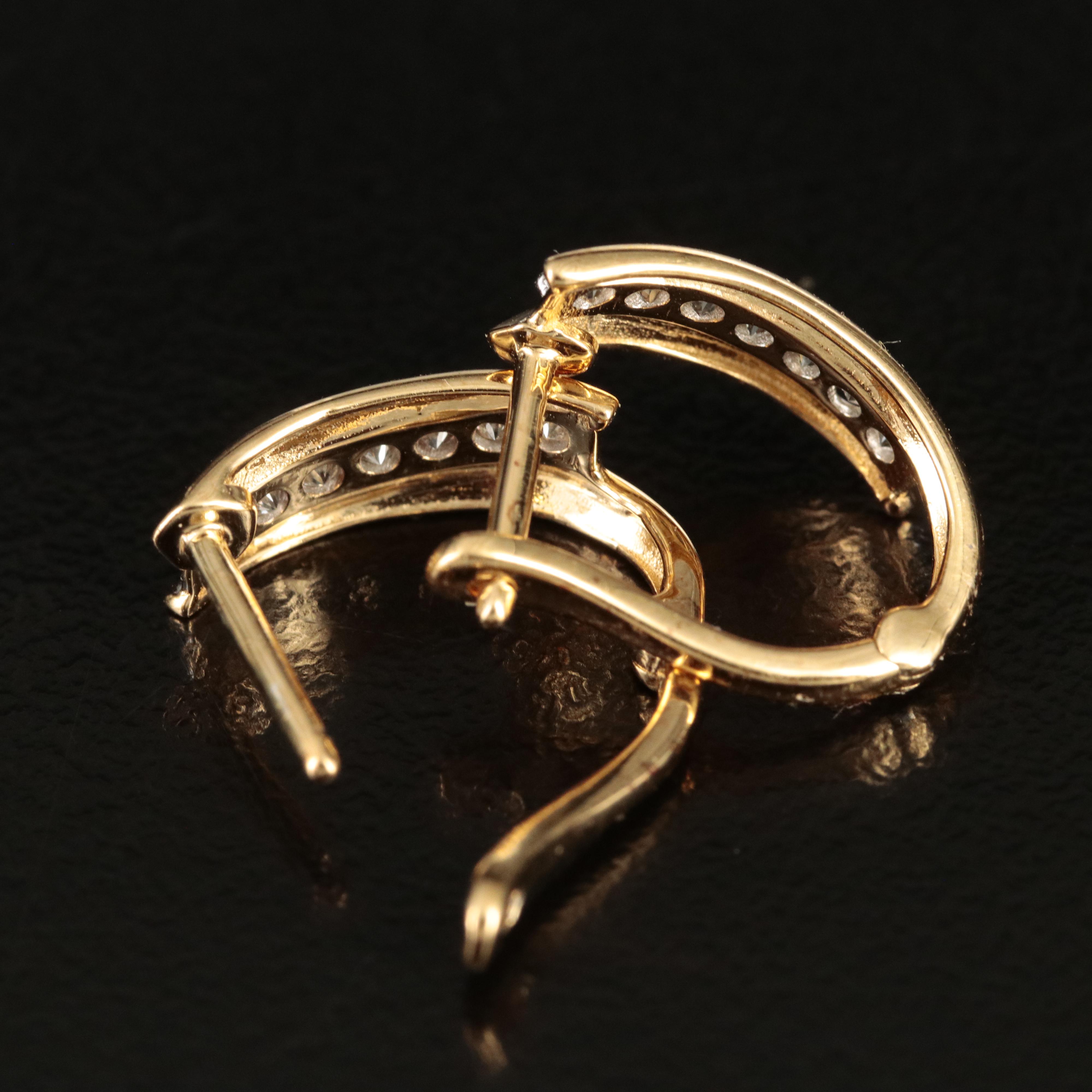 Sterling Diamond J Hoop Earrings