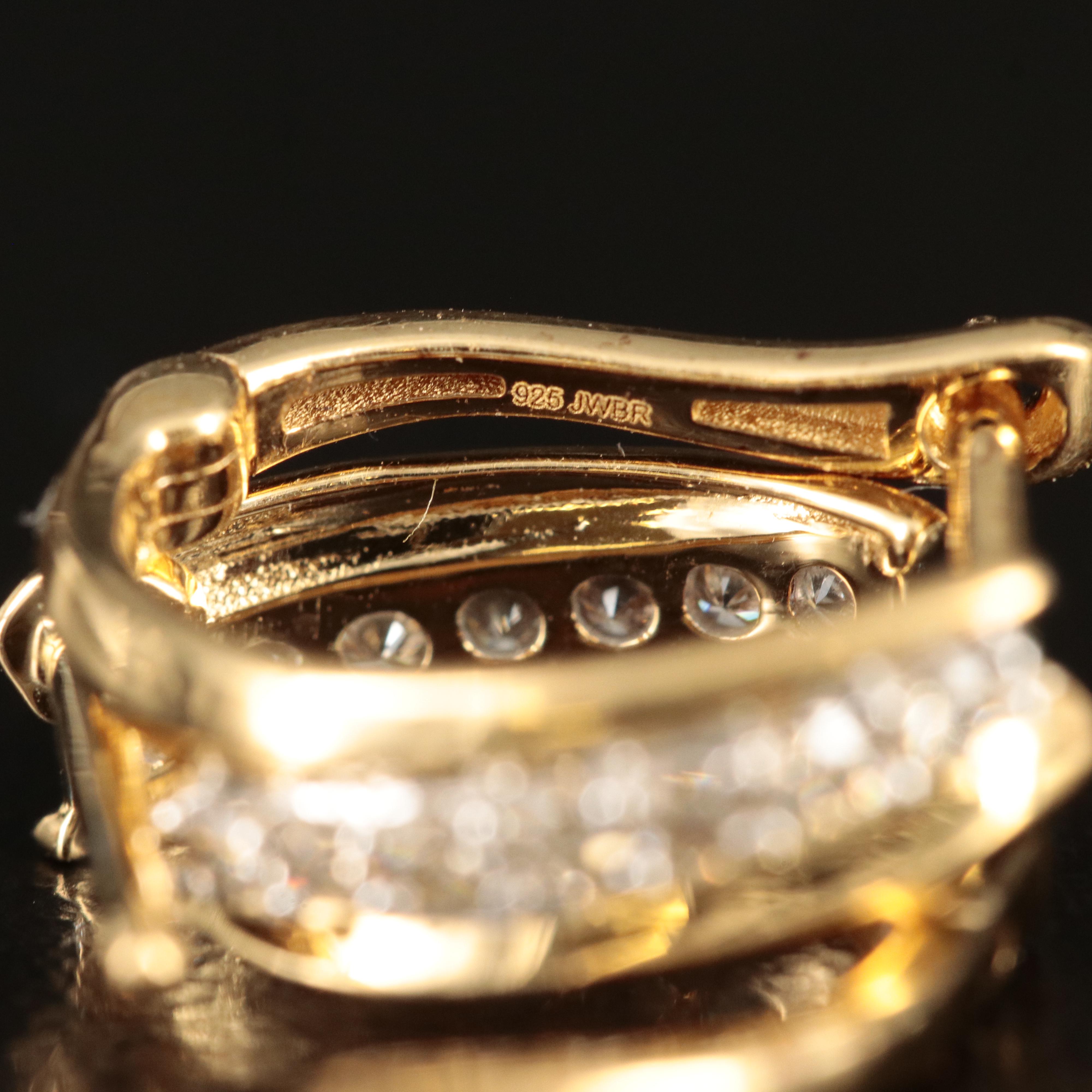 Sterling Diamond J Hoop Earrings