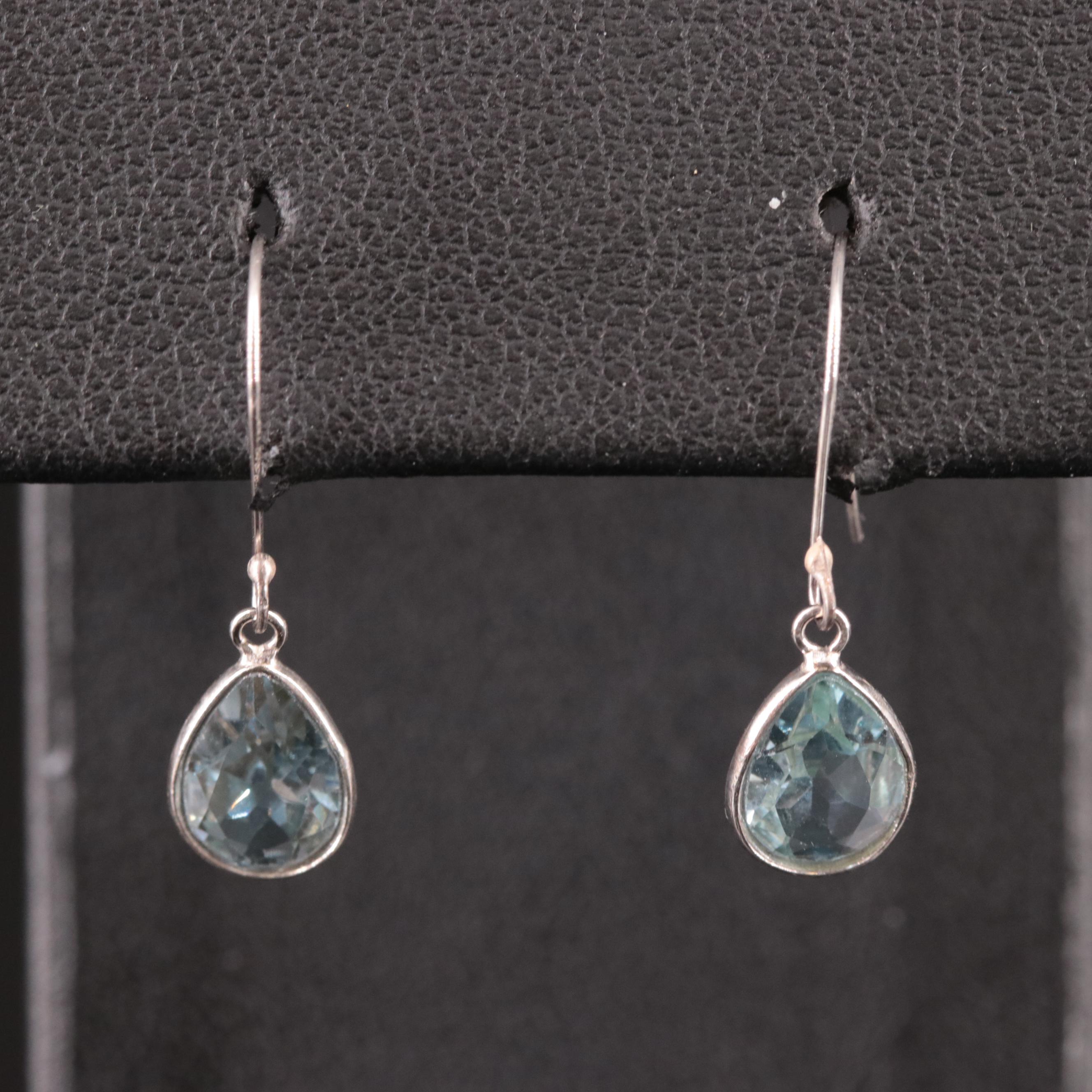 14K Blue Topaz Drop Earrings