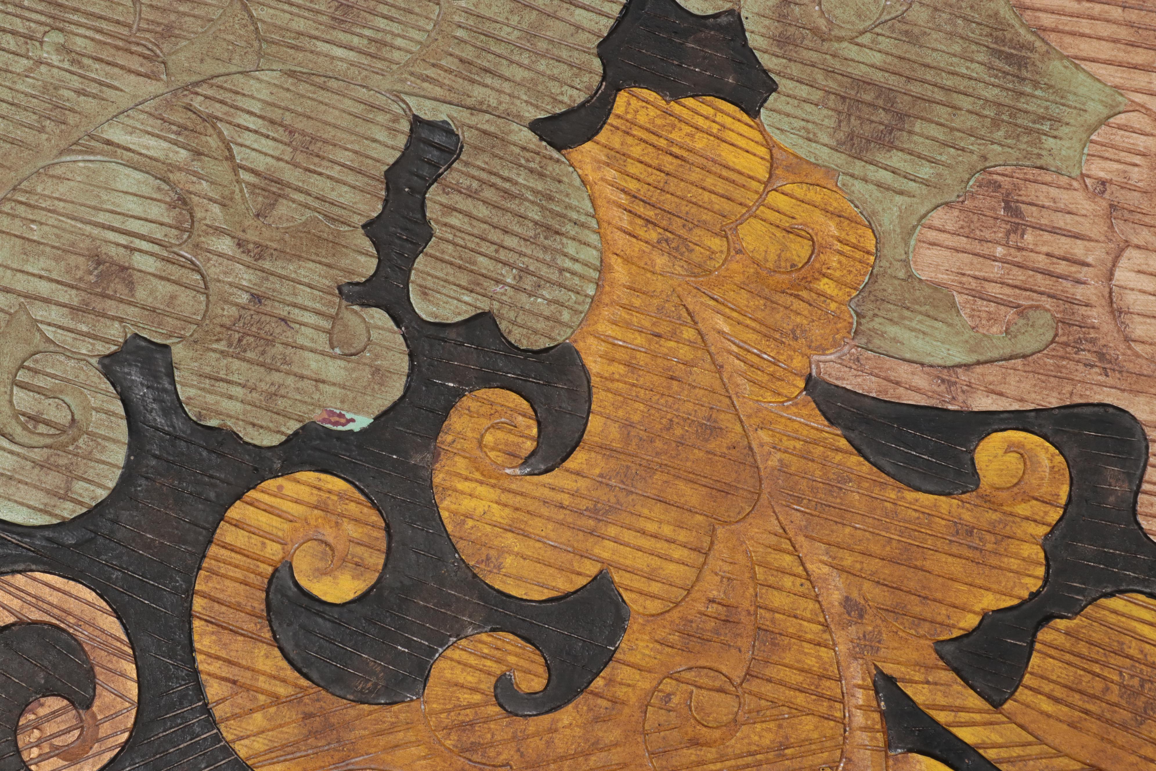 Asian Carved Wood Wall Hanging