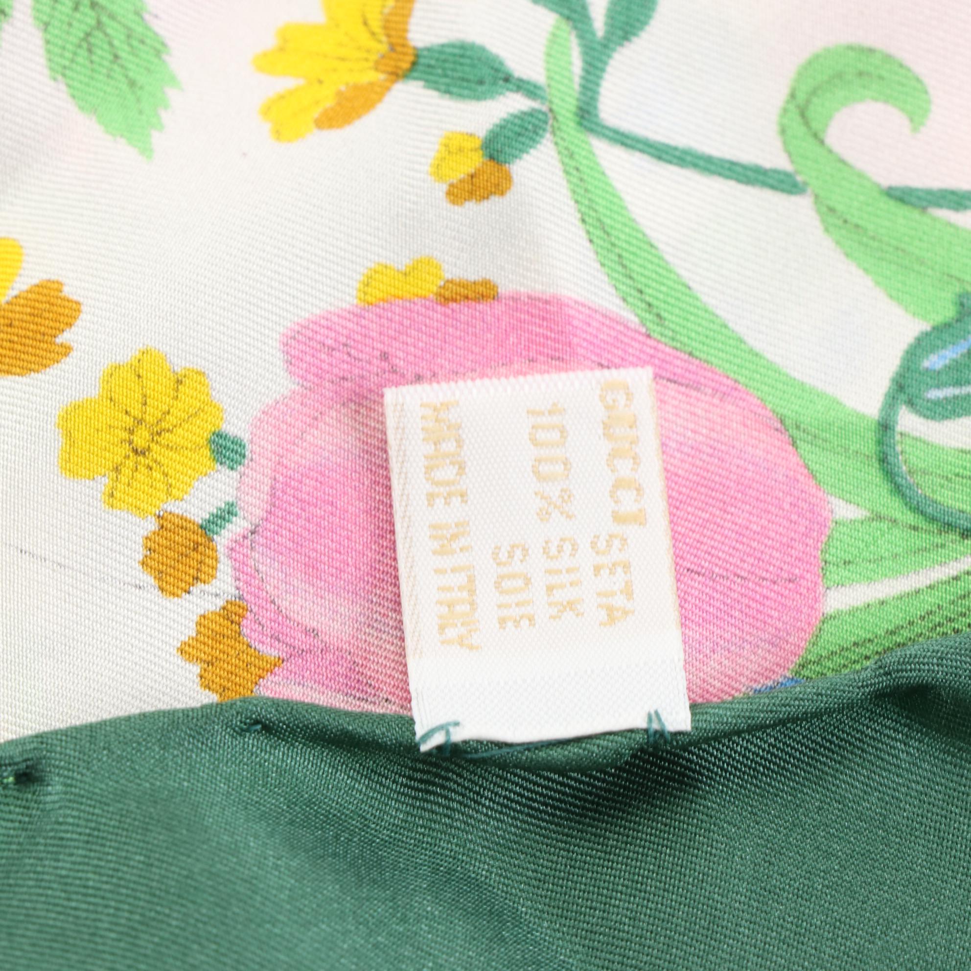 Gucci Flora and Insect Botanical Print Scarf in Silk Twill