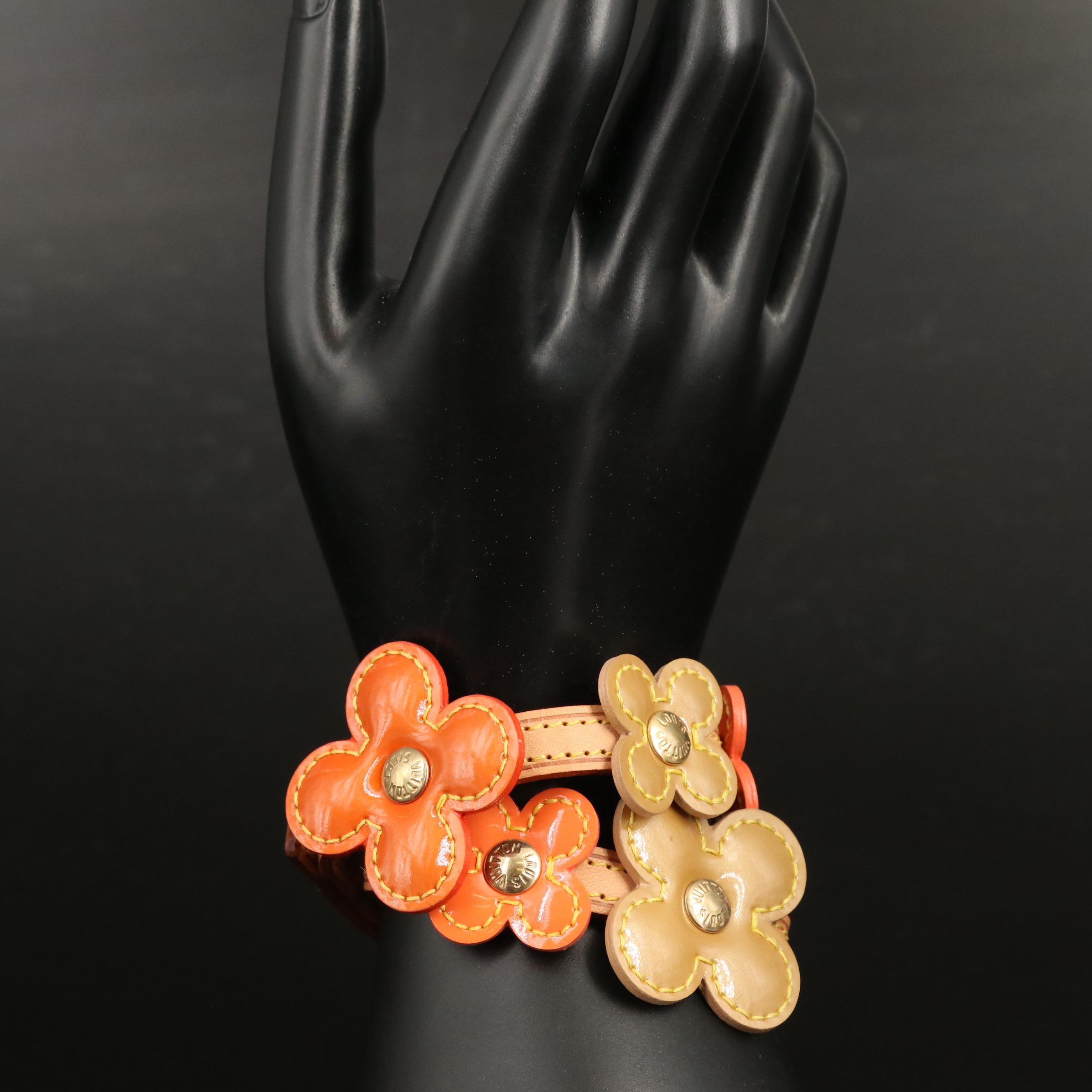 Louis Vuitton Floral Double Wrap Bracelet in Vernis and Leather