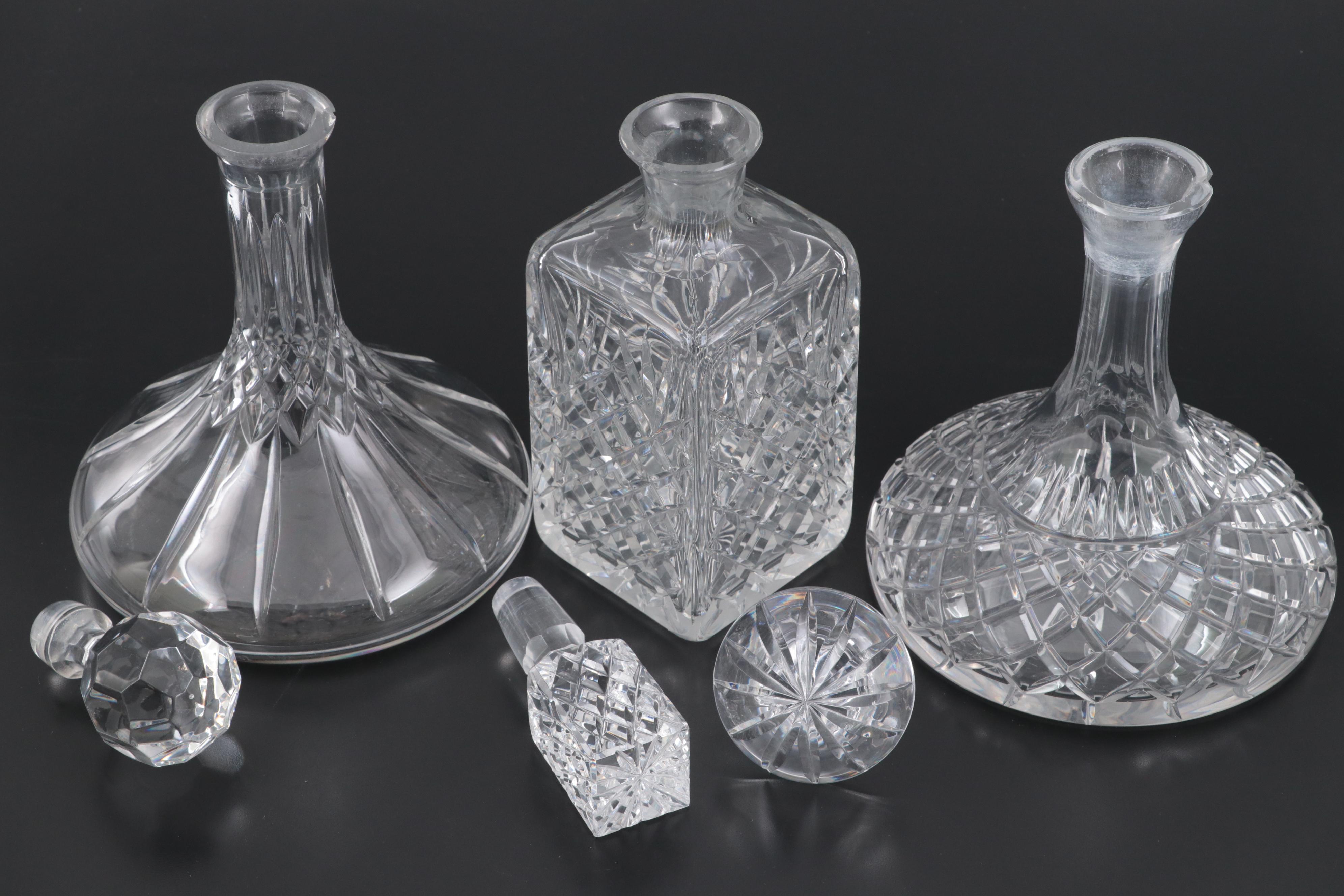 Crystal Decanters with Pewter Liquor Tags