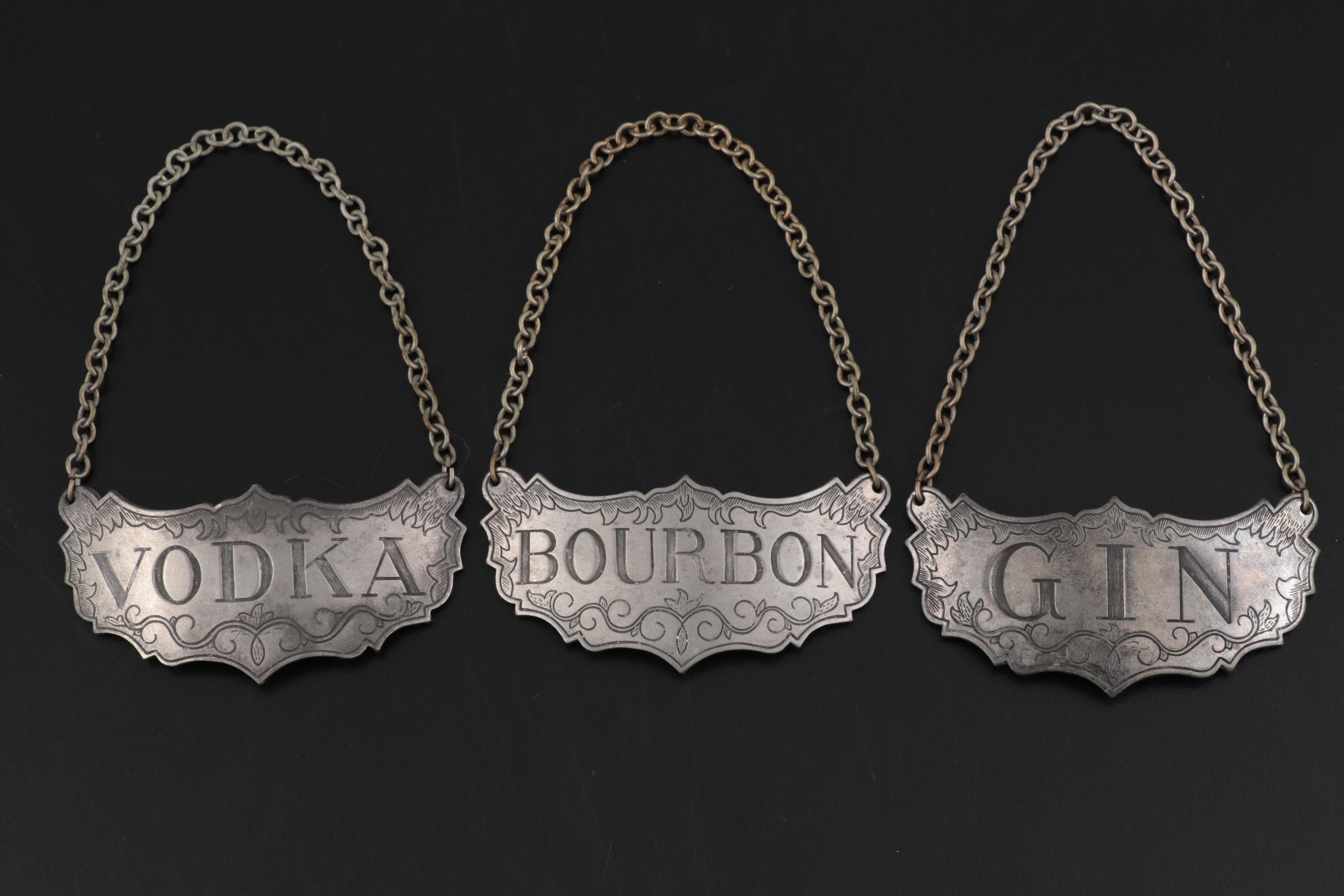 Crystal Decanters with Pewter Liquor Tags