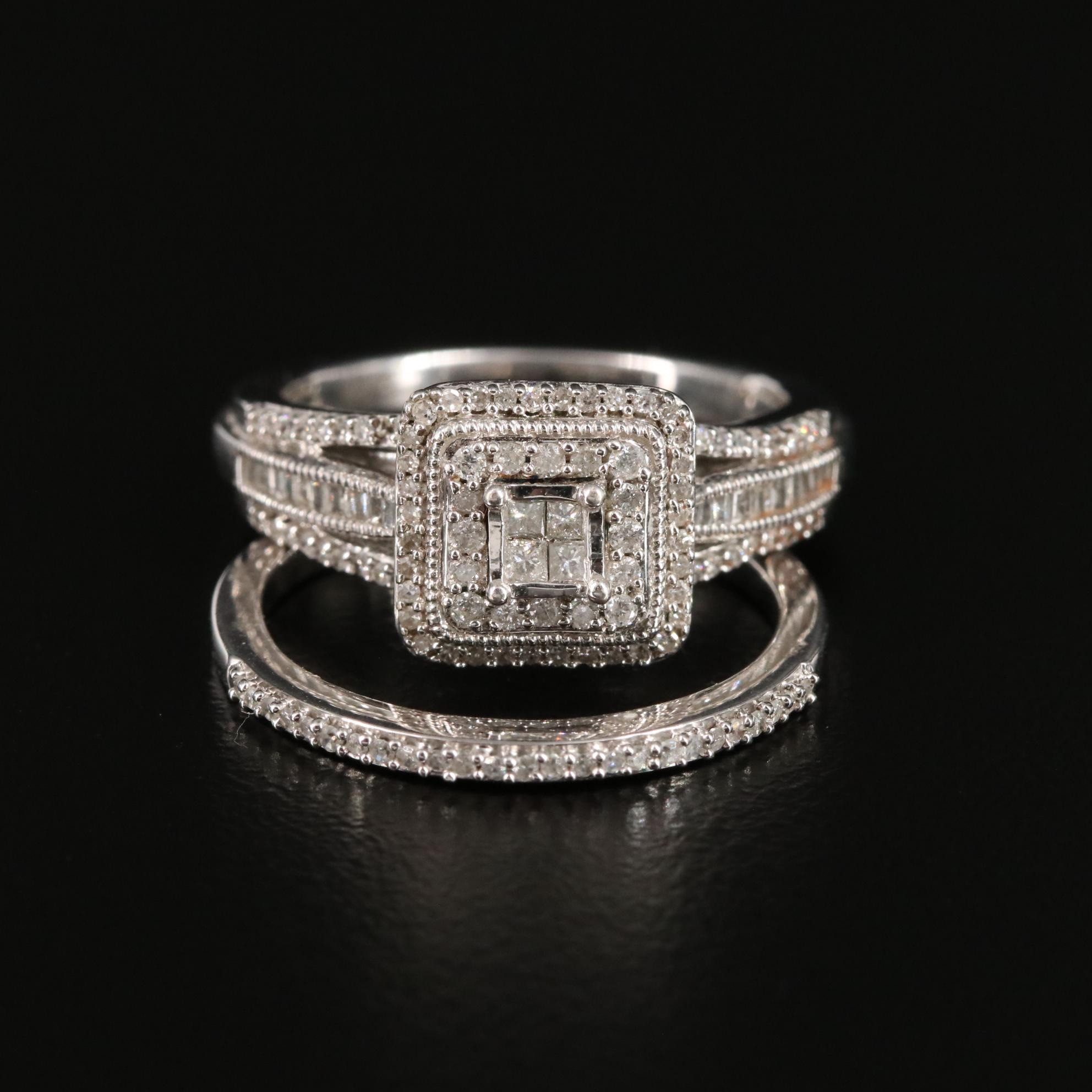 Sterling Diamond Ring Set