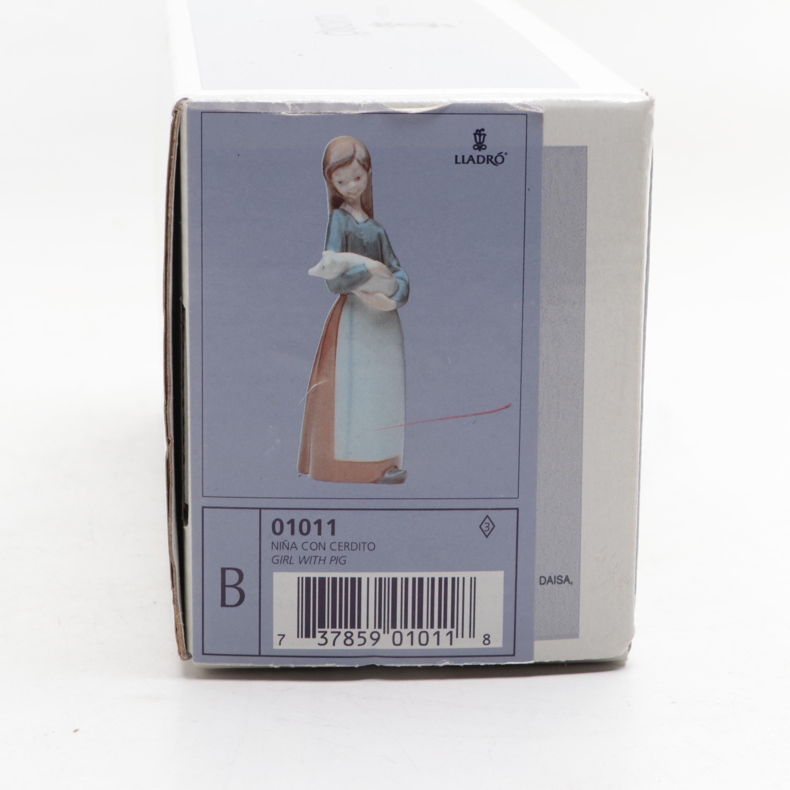 Lladro Daisa #01011 "Girl with Pig" Porcelain Figurine