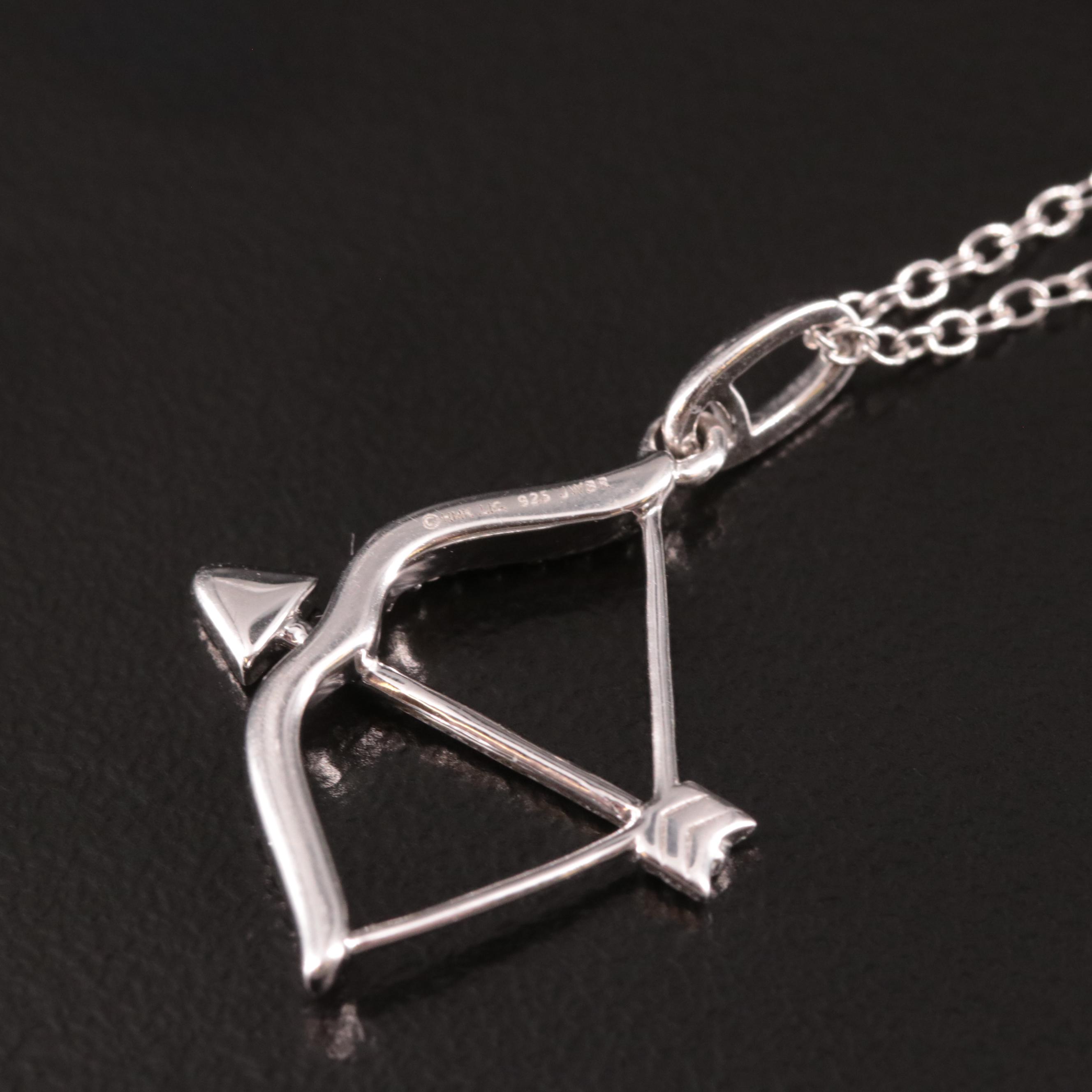 Sterling Diamond Arrow Pendant Necklace
