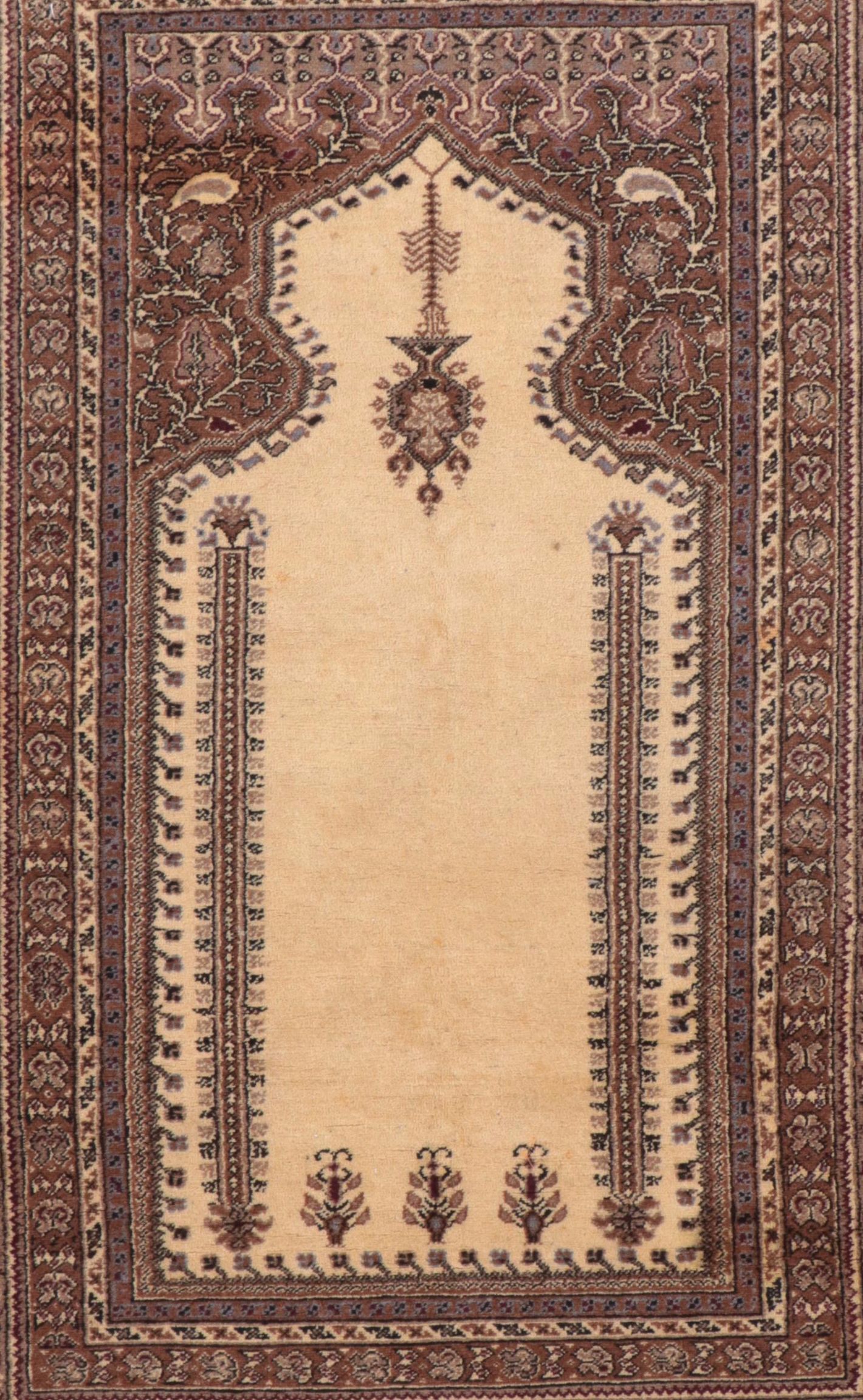 3'11 x 6'8 Hand-Knotted Turkish Ghiordes Prayer Rug