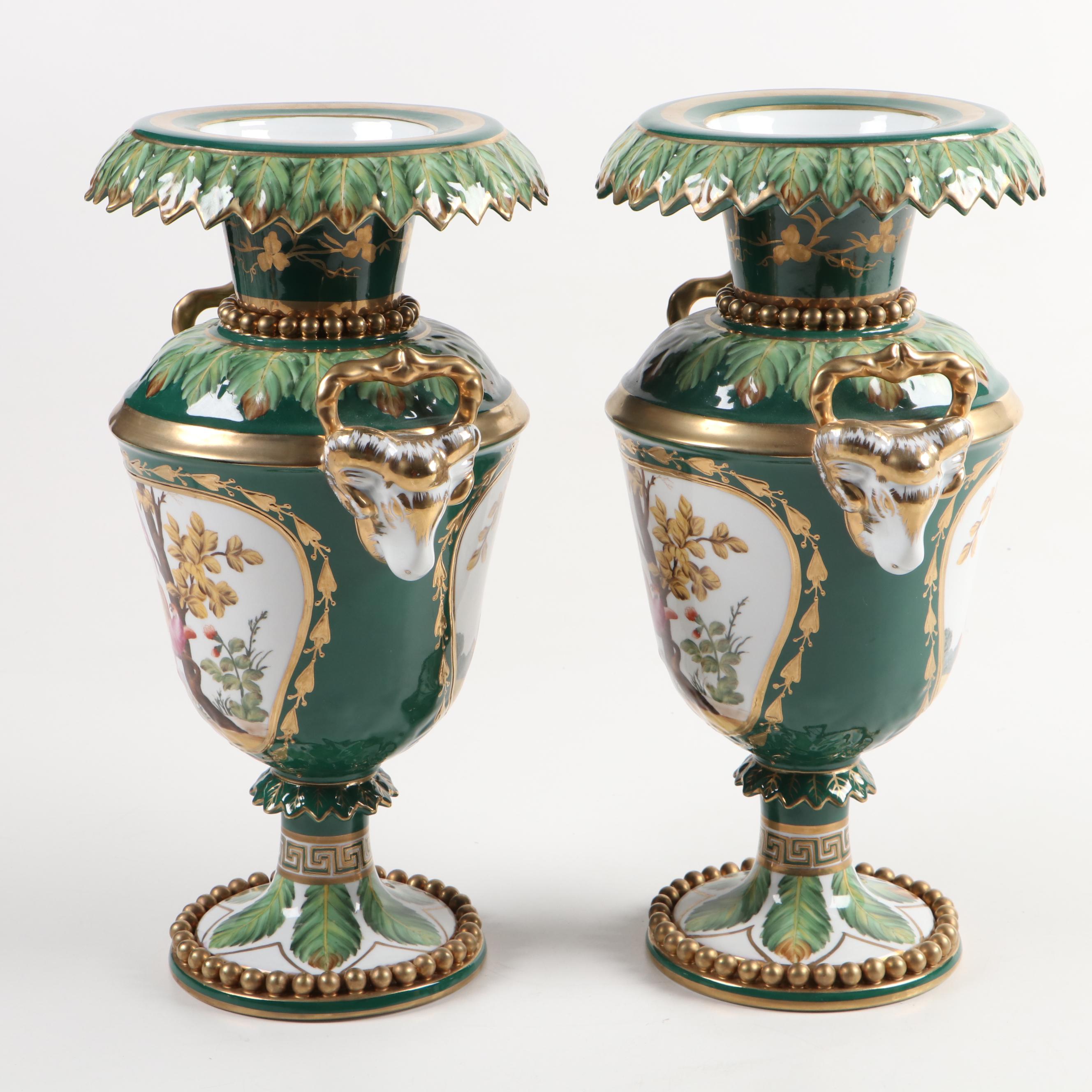 Chelsea House Decorative Porcelain Footed Vases