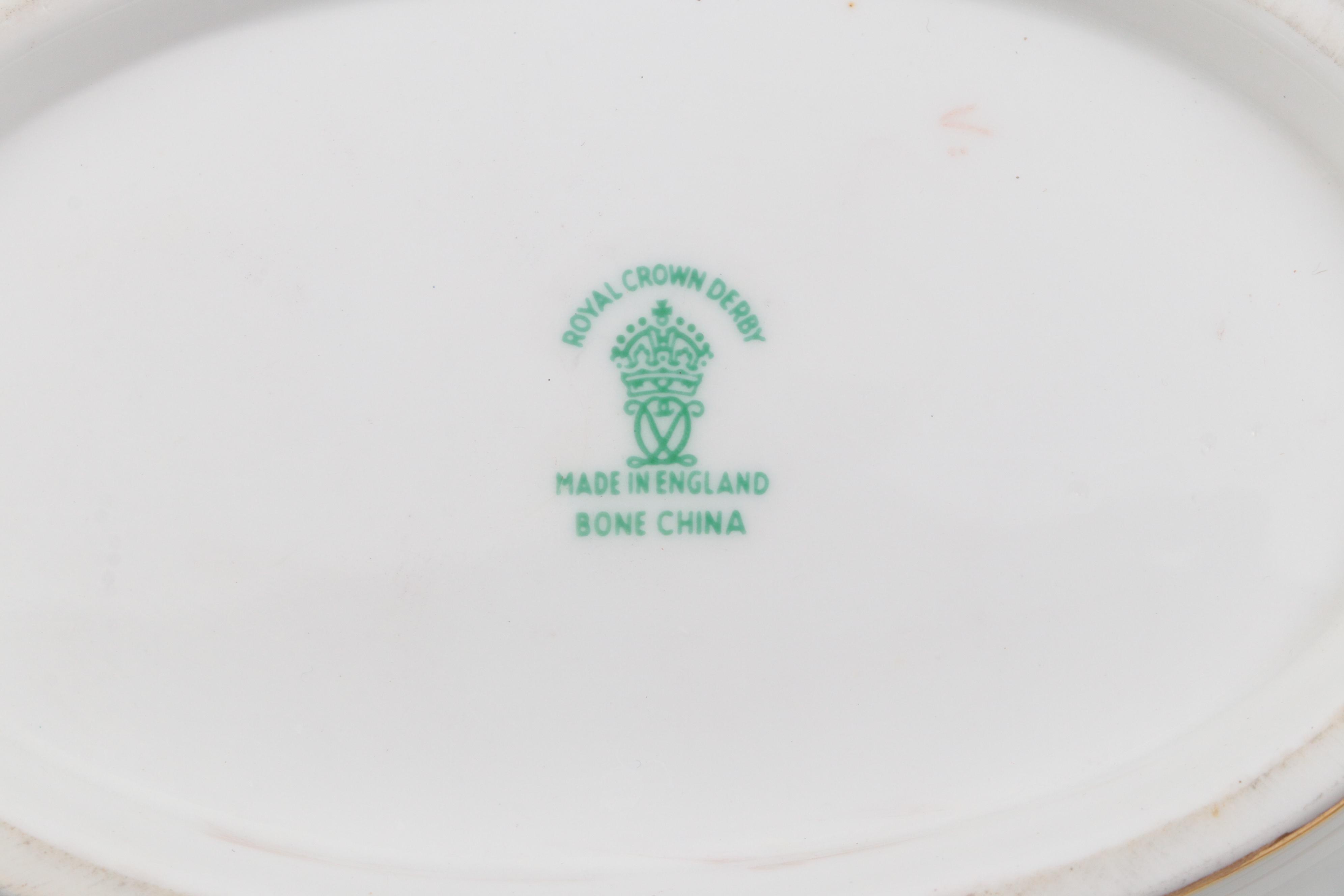 Royal Crown Derby Teapot with Pickard Tray and Porcelain Spoons