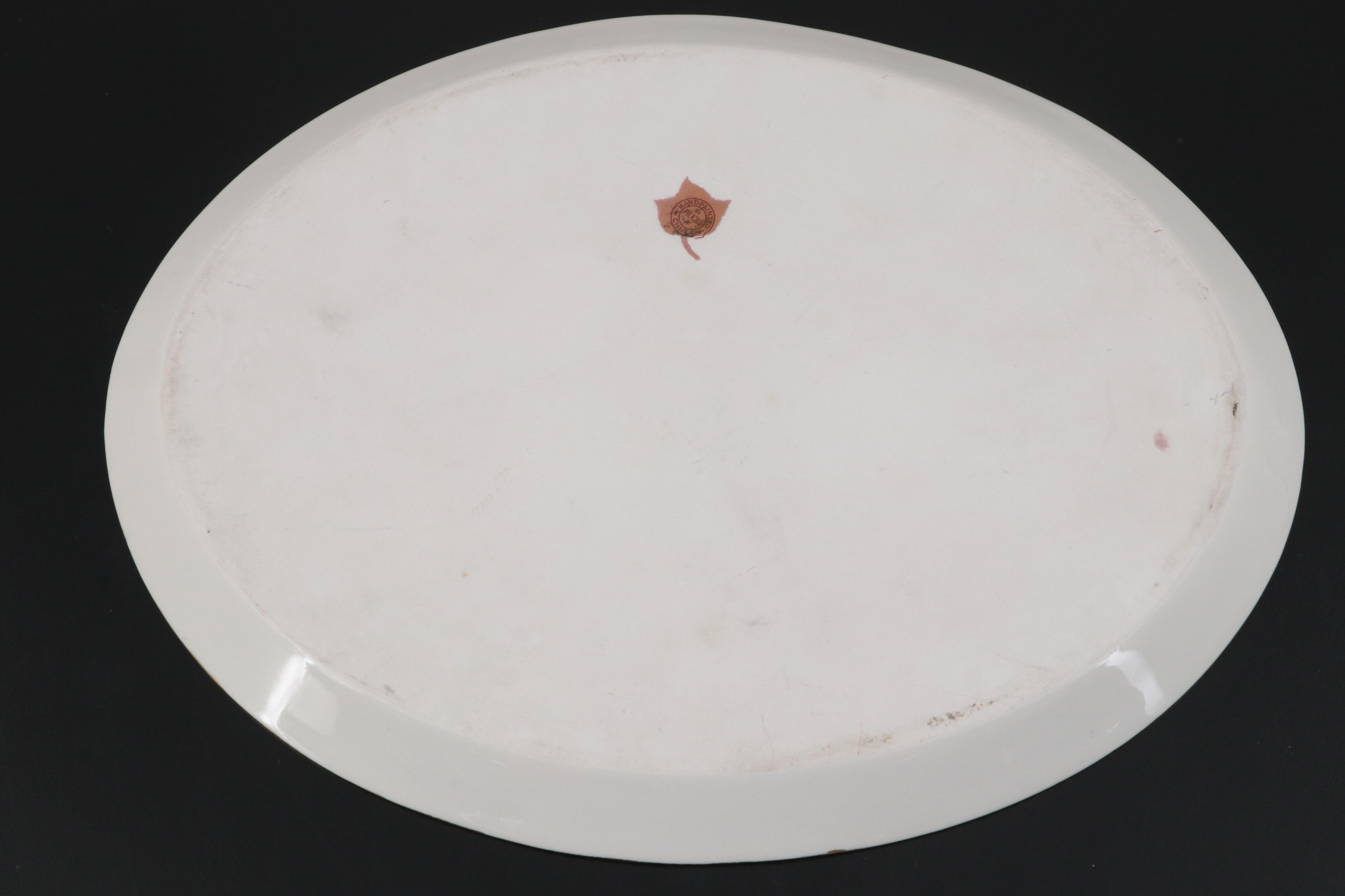 Royal Crown Derby Teapot with Pickard Tray and Porcelain Spoons