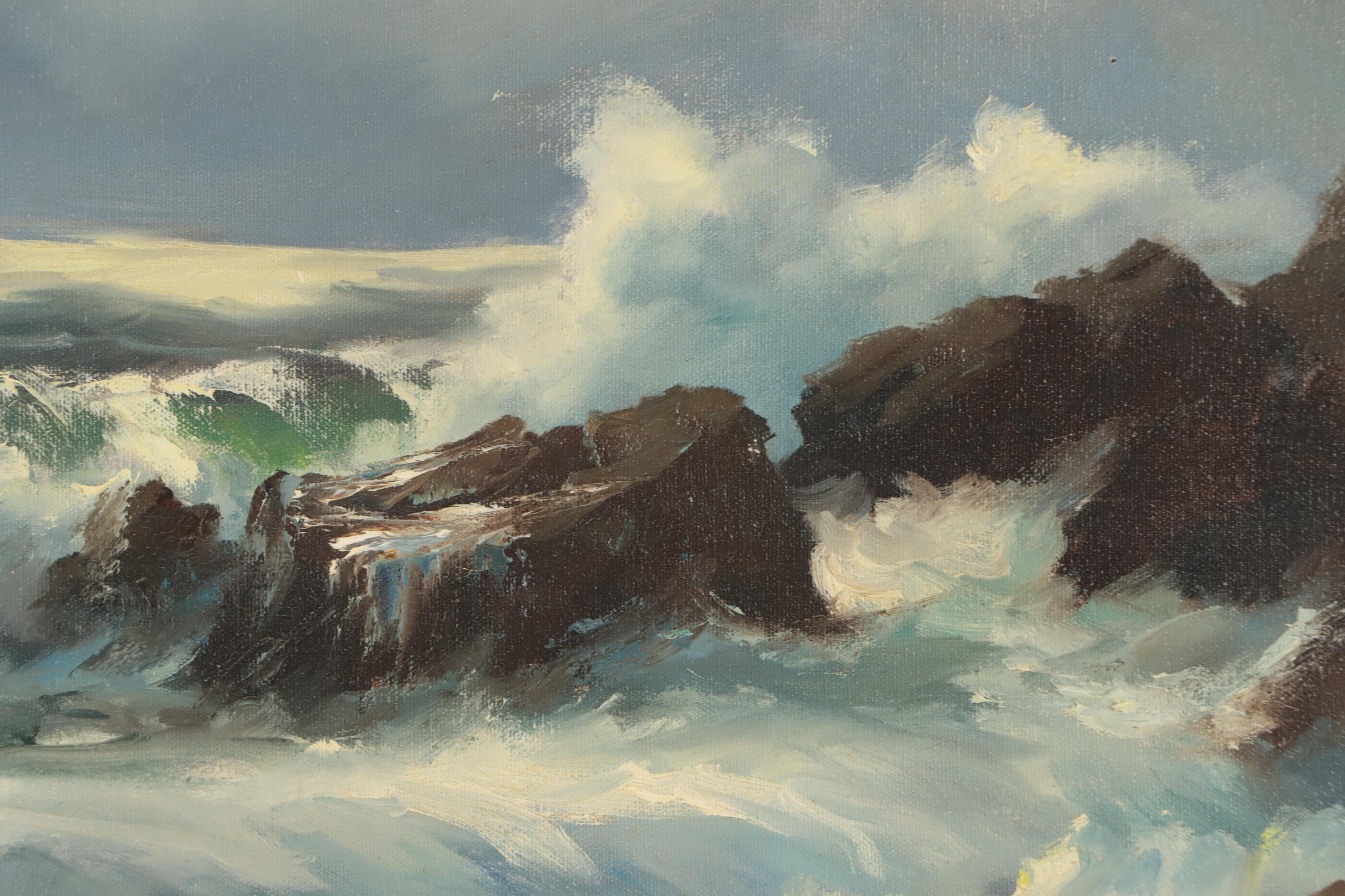 Robert Wee Seascape Oil Painting, Mid to Late 20th Century