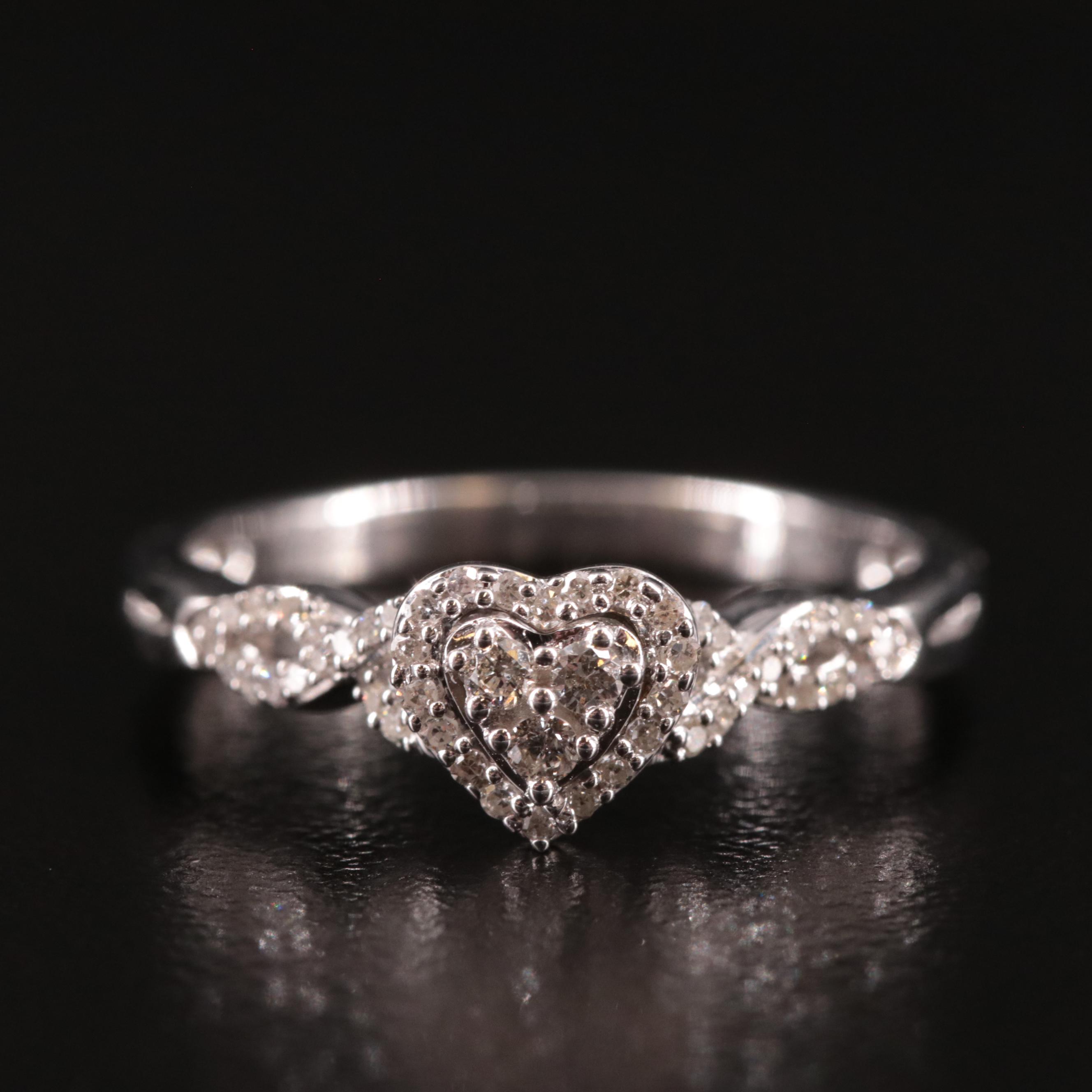 Sterling Diamond Heart Ring