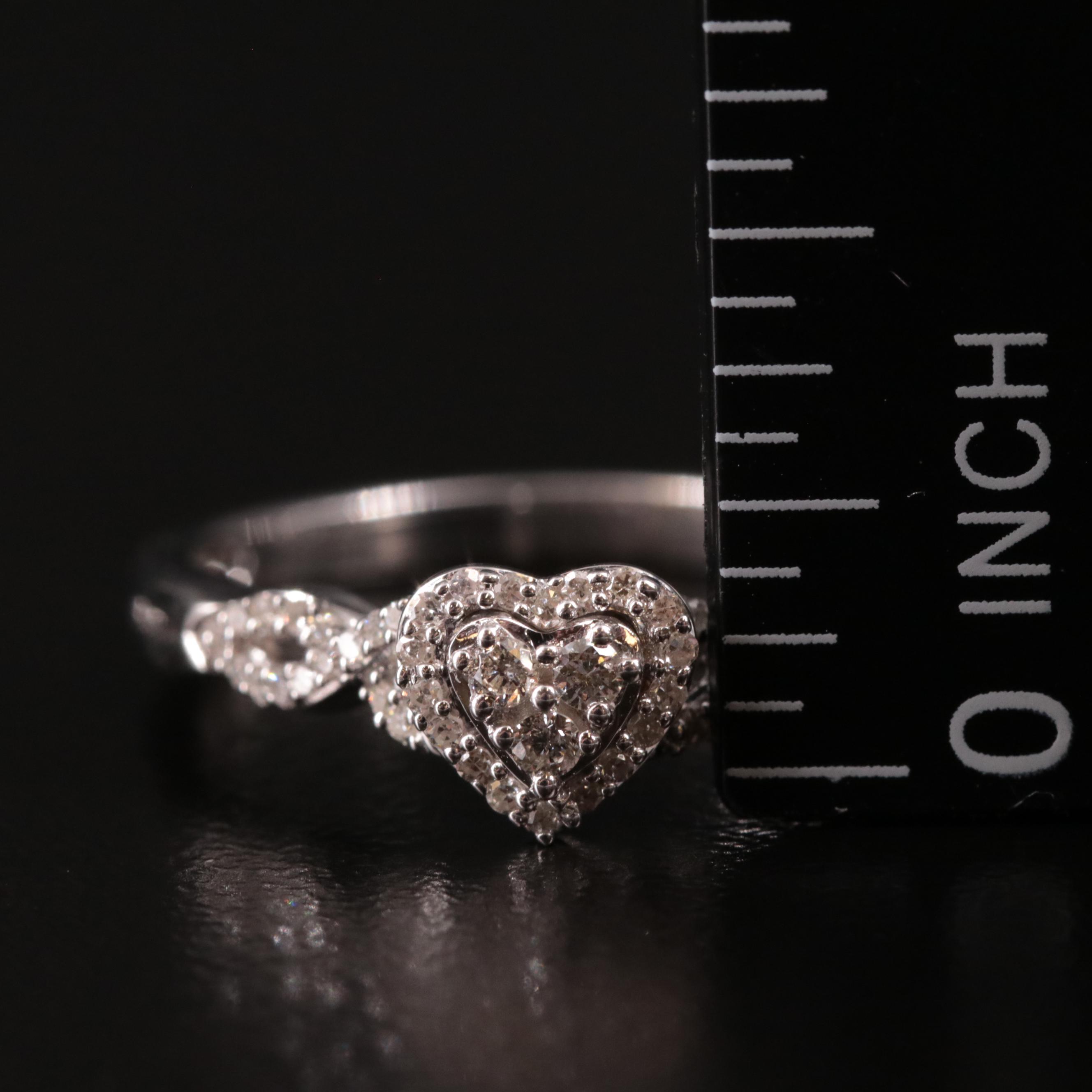 Sterling Diamond Heart Ring