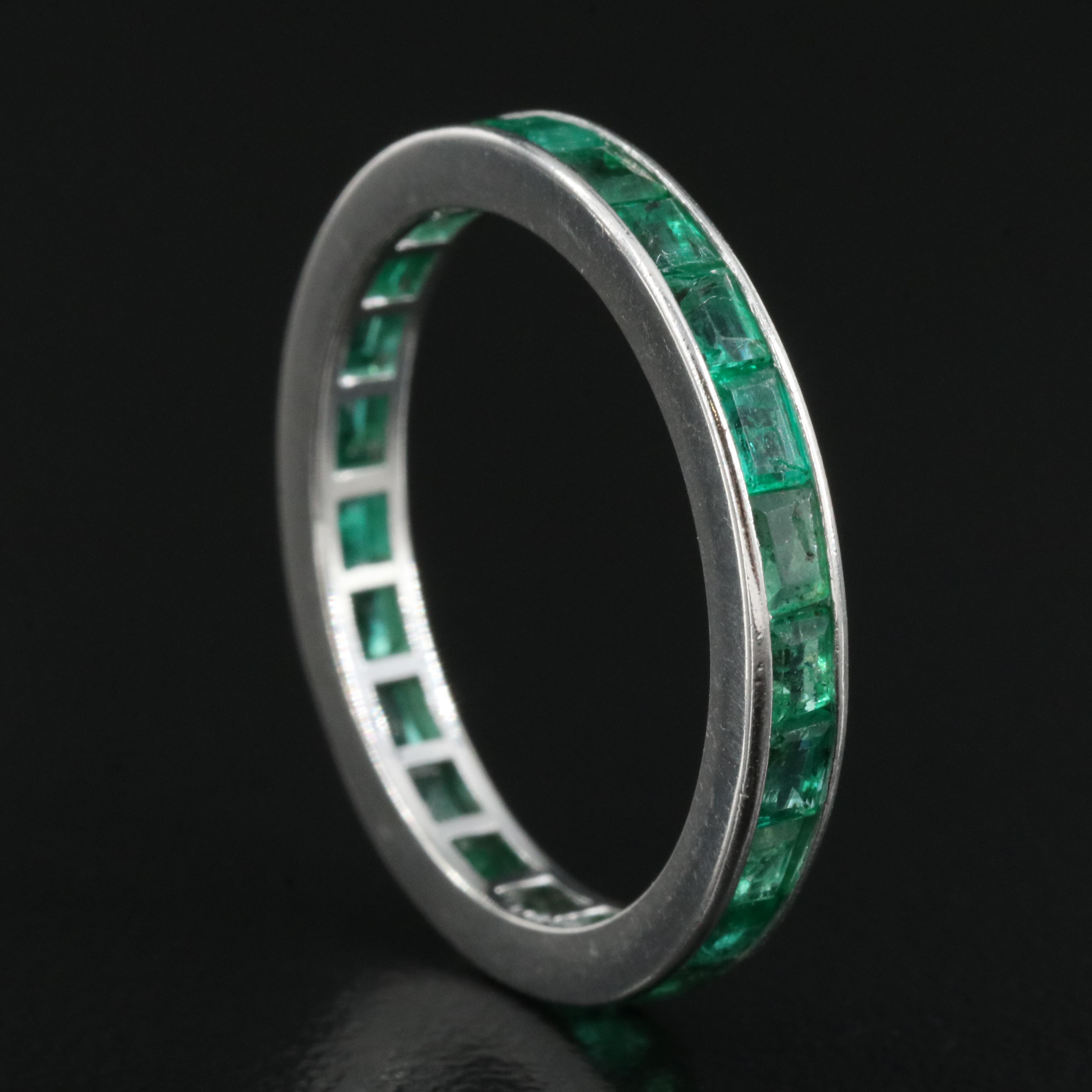Vintage Platinum Emerald Eternity Band