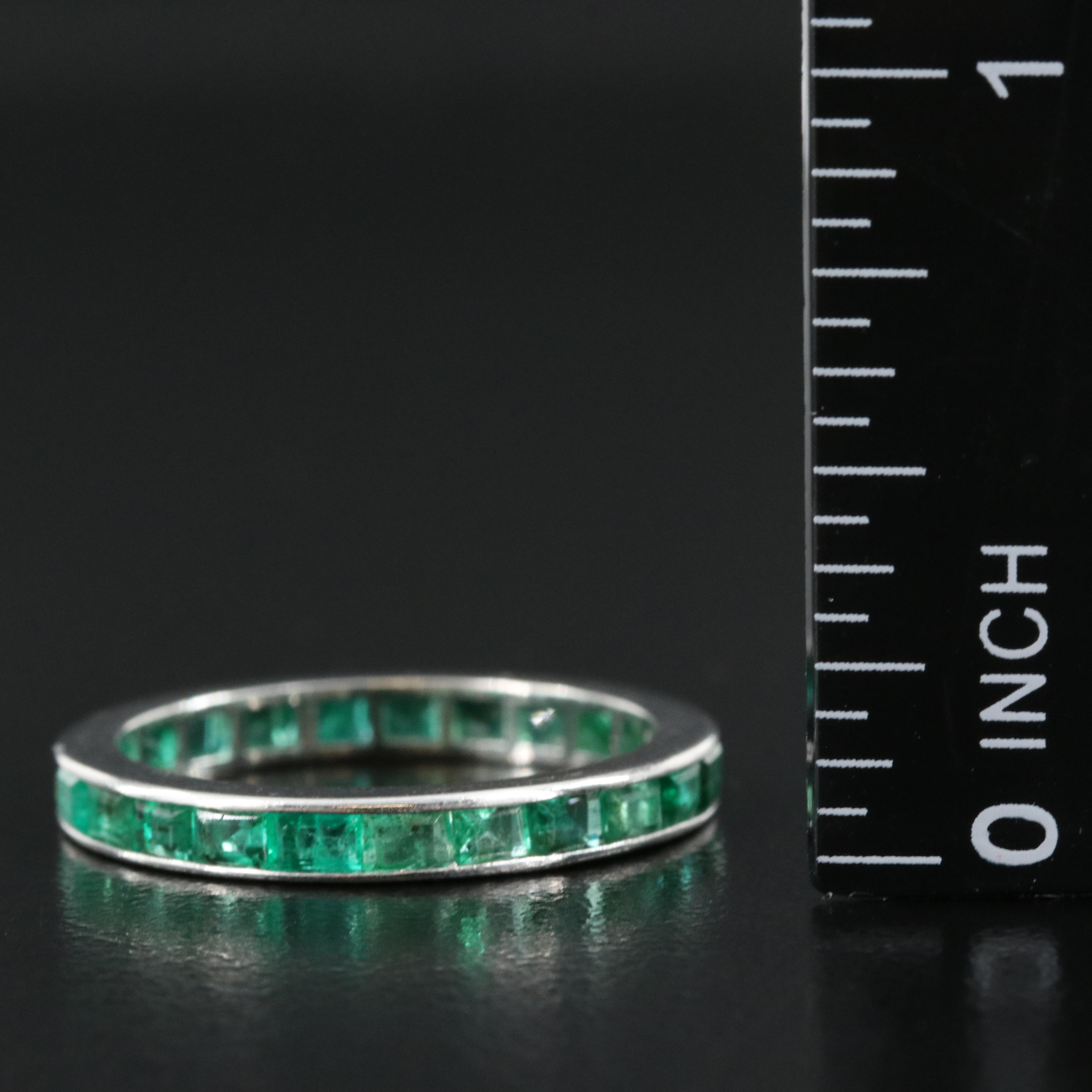 Vintage Platinum Emerald Eternity Band