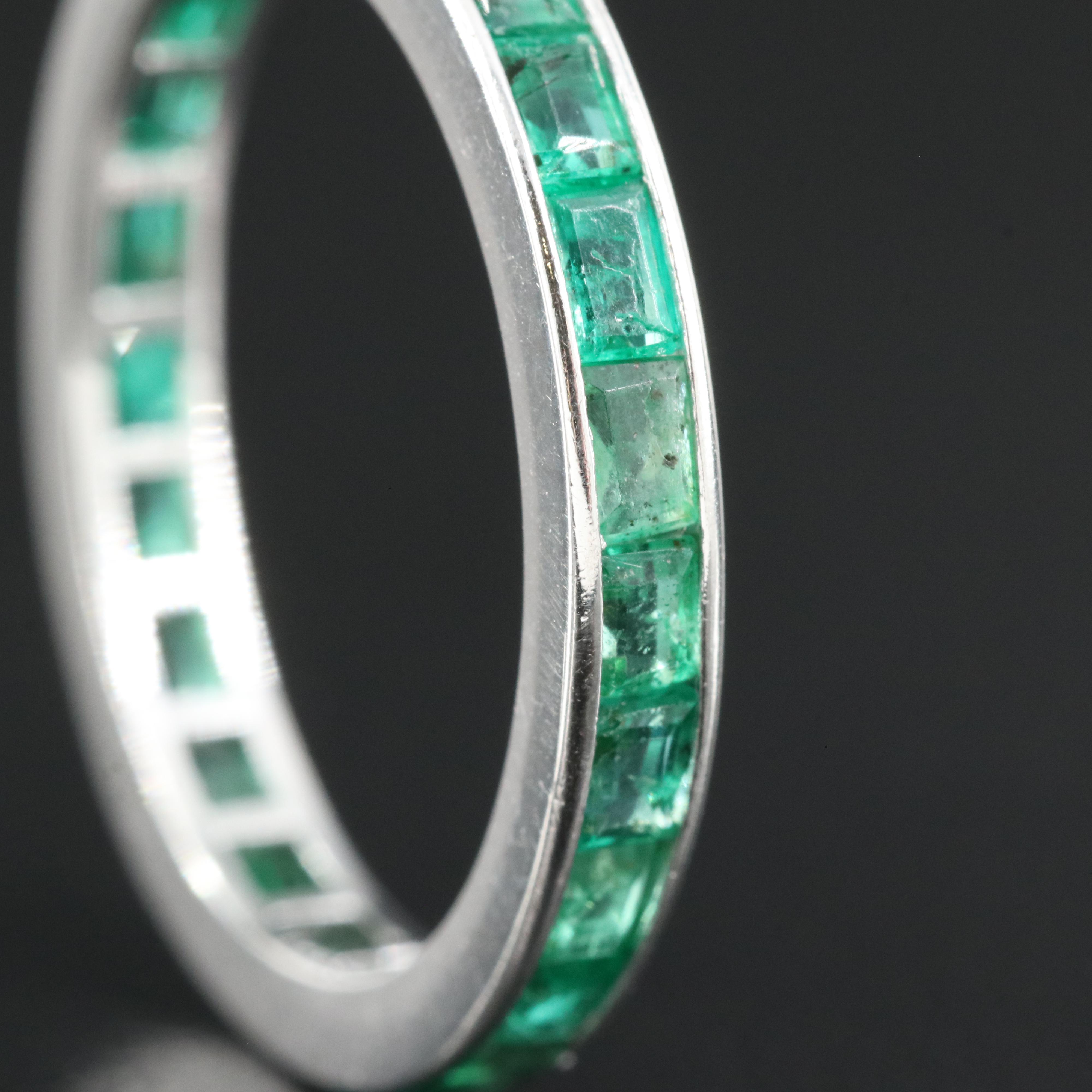 Vintage Platinum Emerald Eternity Band