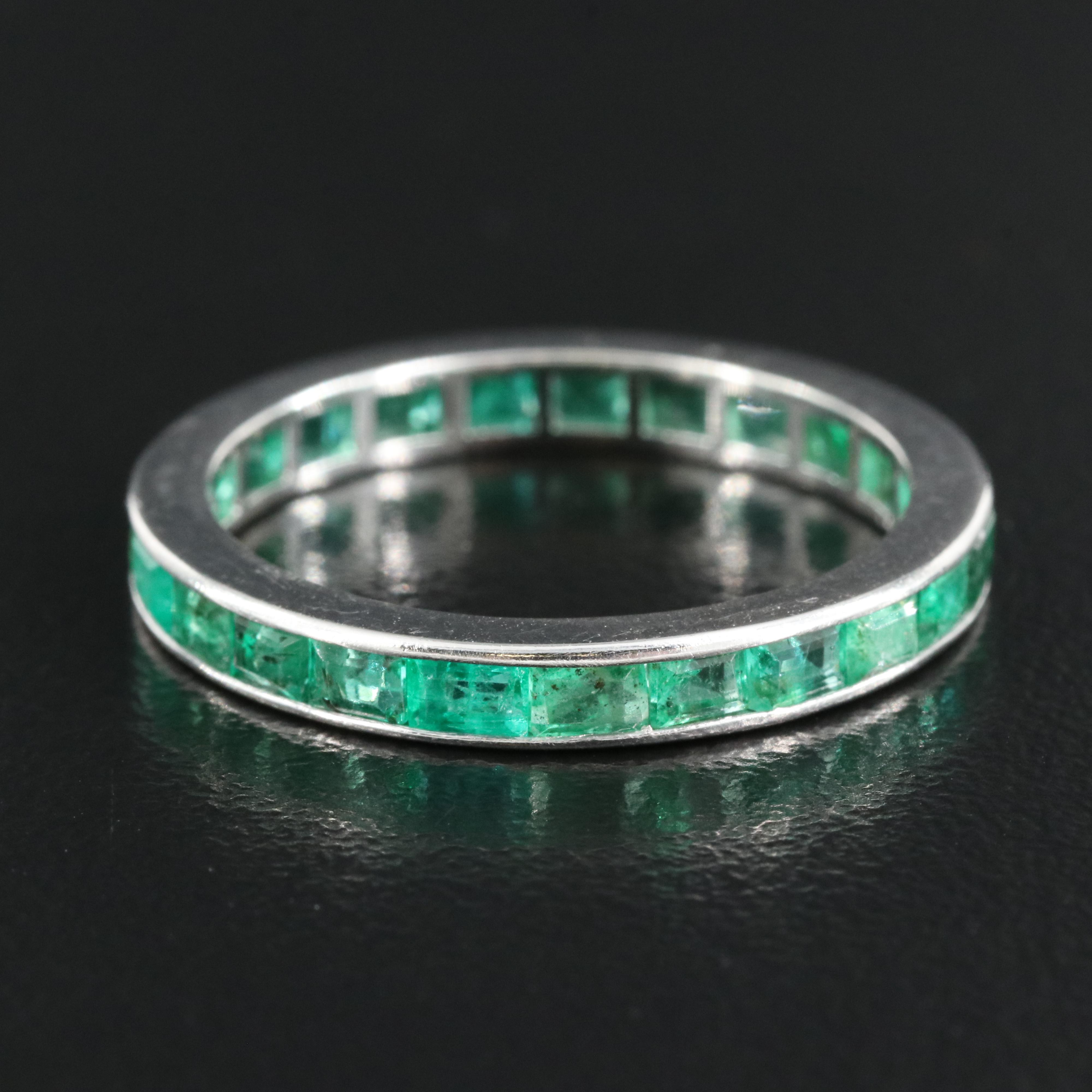 Vintage Platinum Emerald Eternity Band