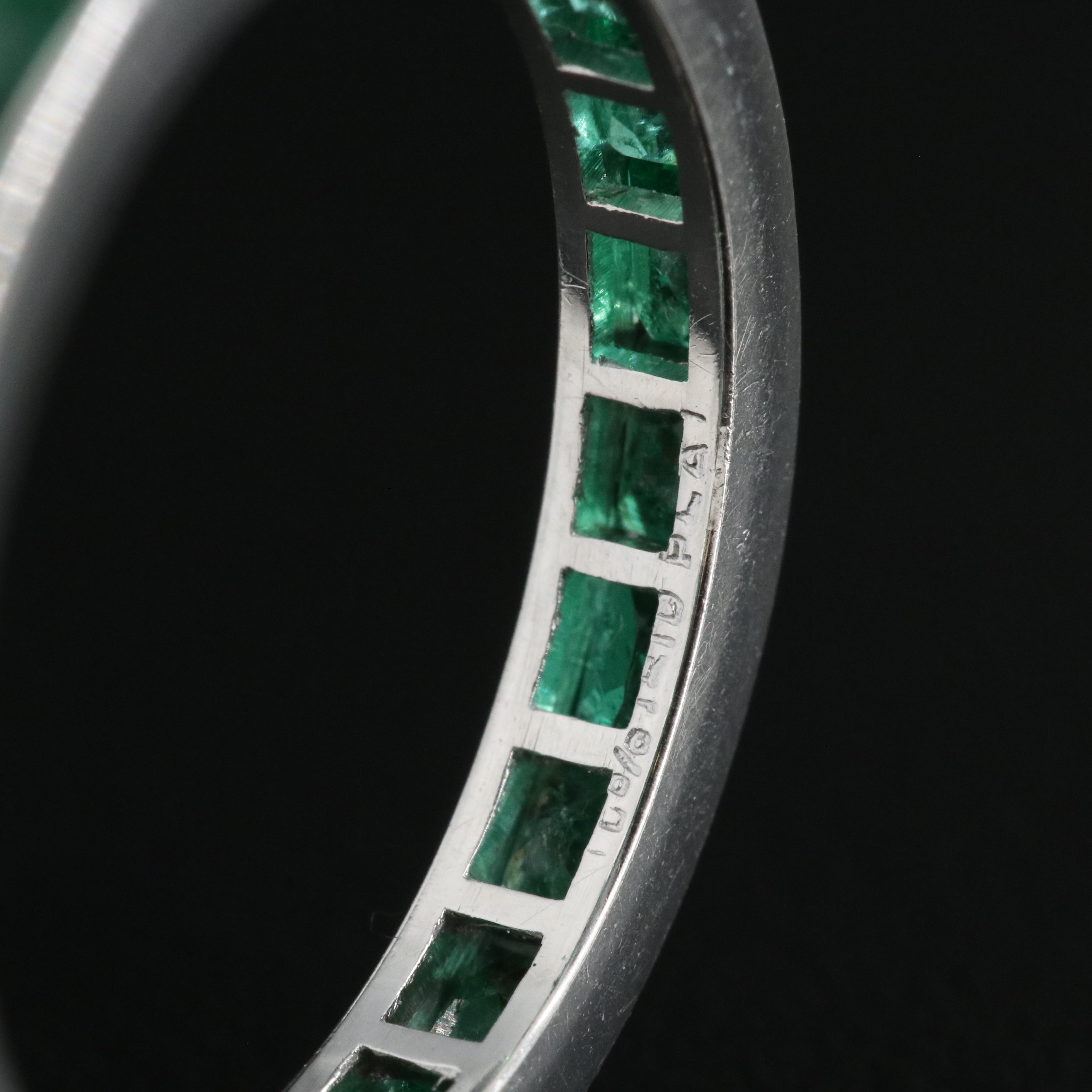 Vintage Platinum Emerald Eternity Band