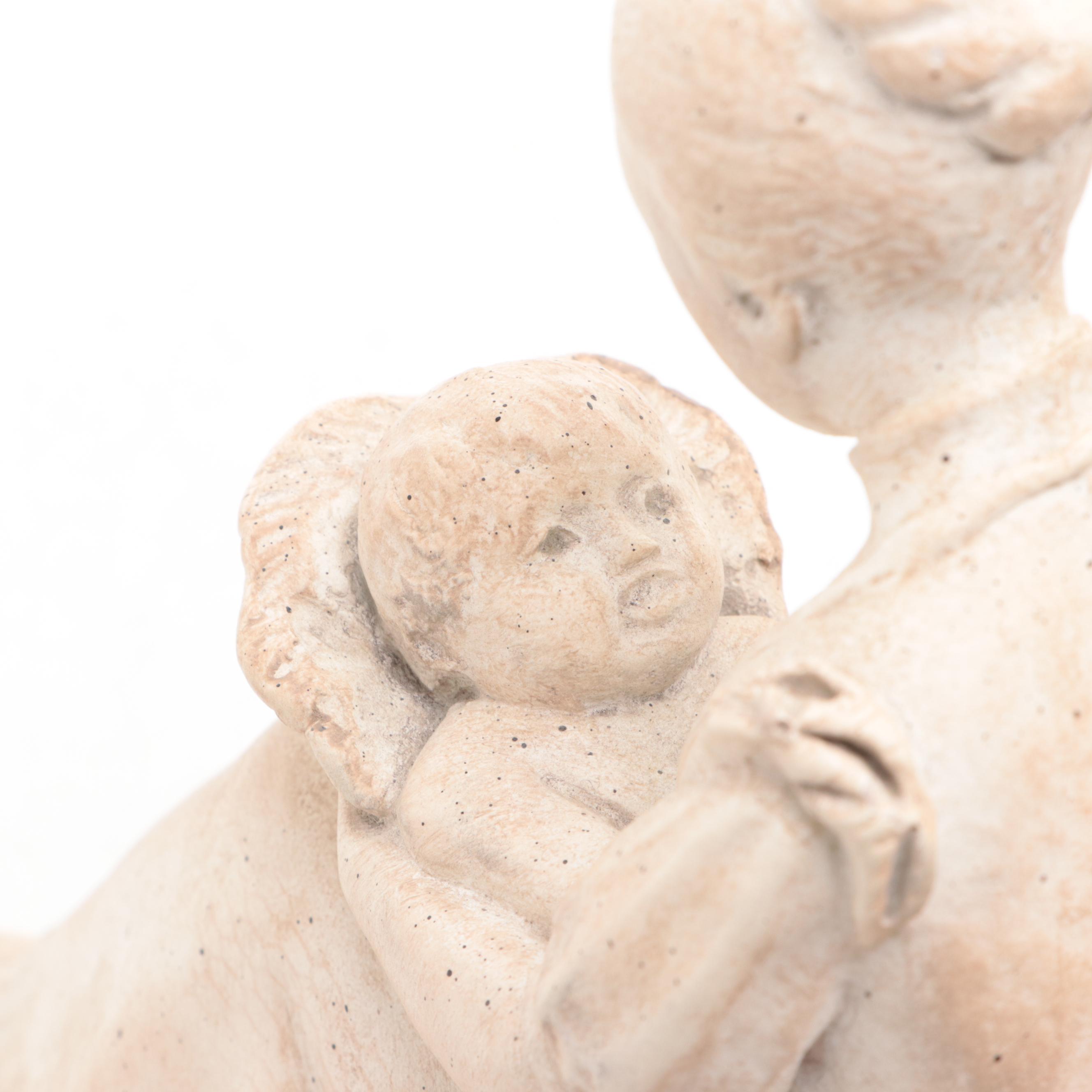 Austin Family Collection Plaster Figure of Mother and Child with Spelter Statue