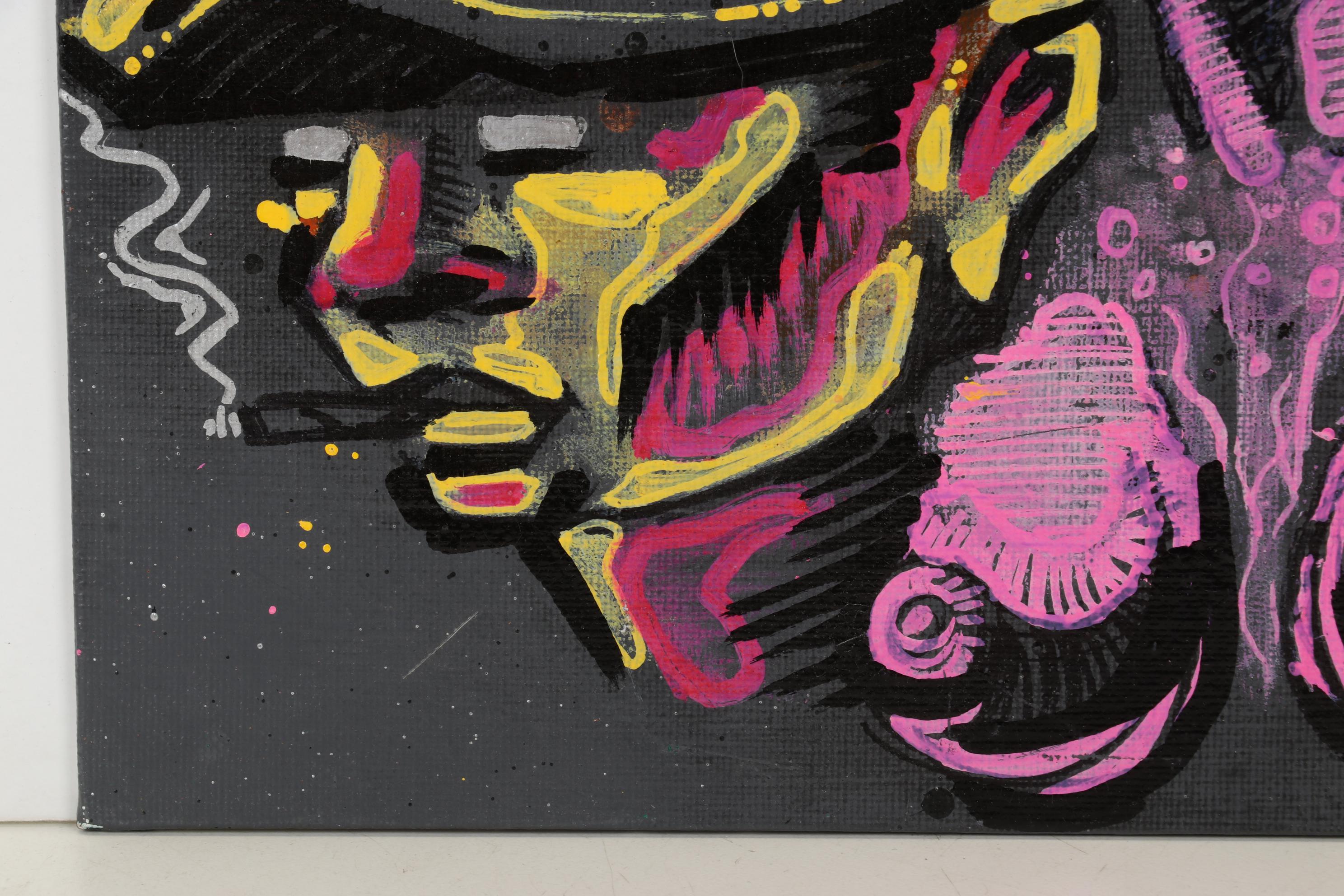 Swift Graffiti Folk Art Acrylic Painting, 21st Century