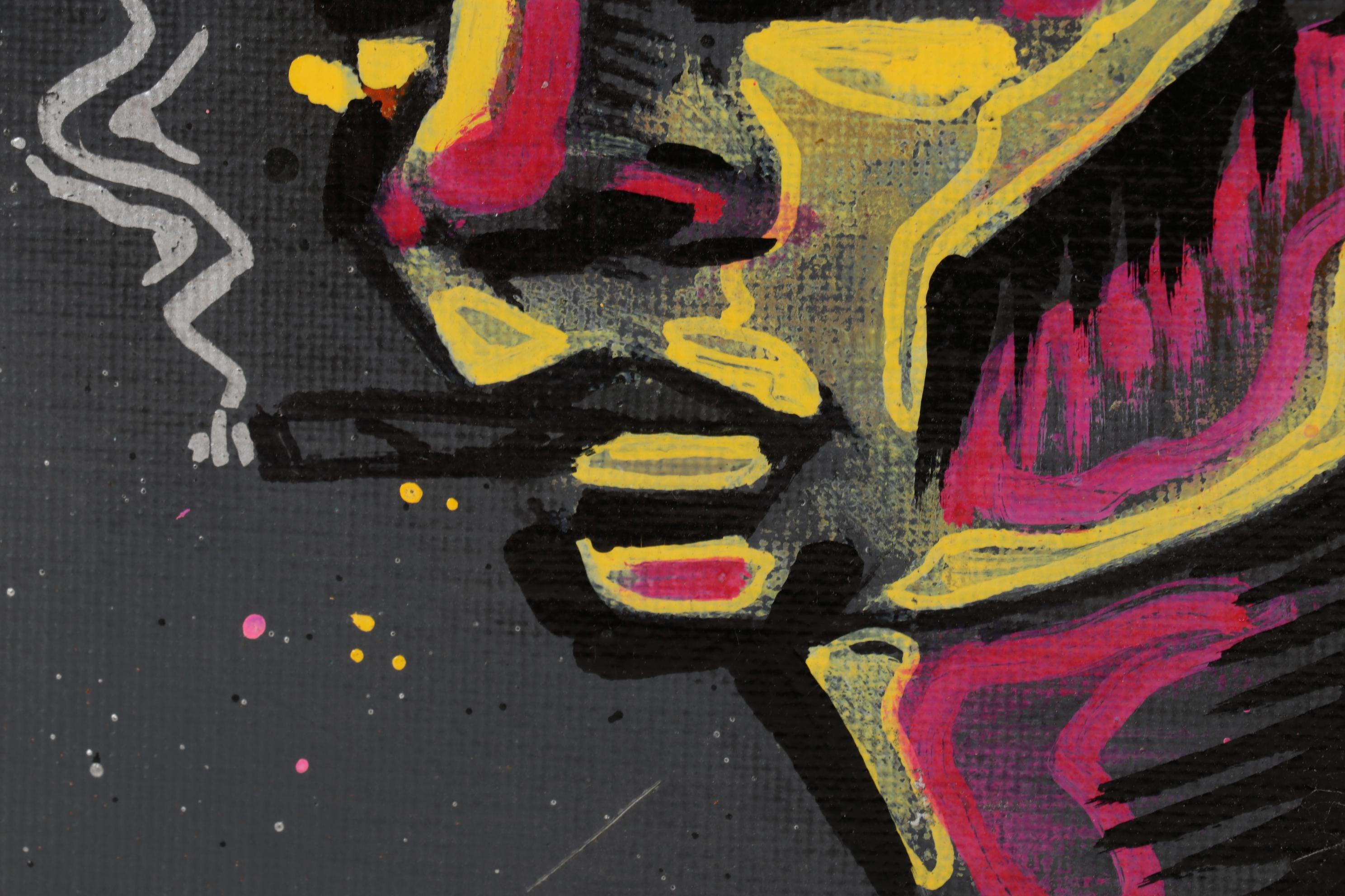 Swift Graffiti Folk Art Acrylic Painting, 21st Century