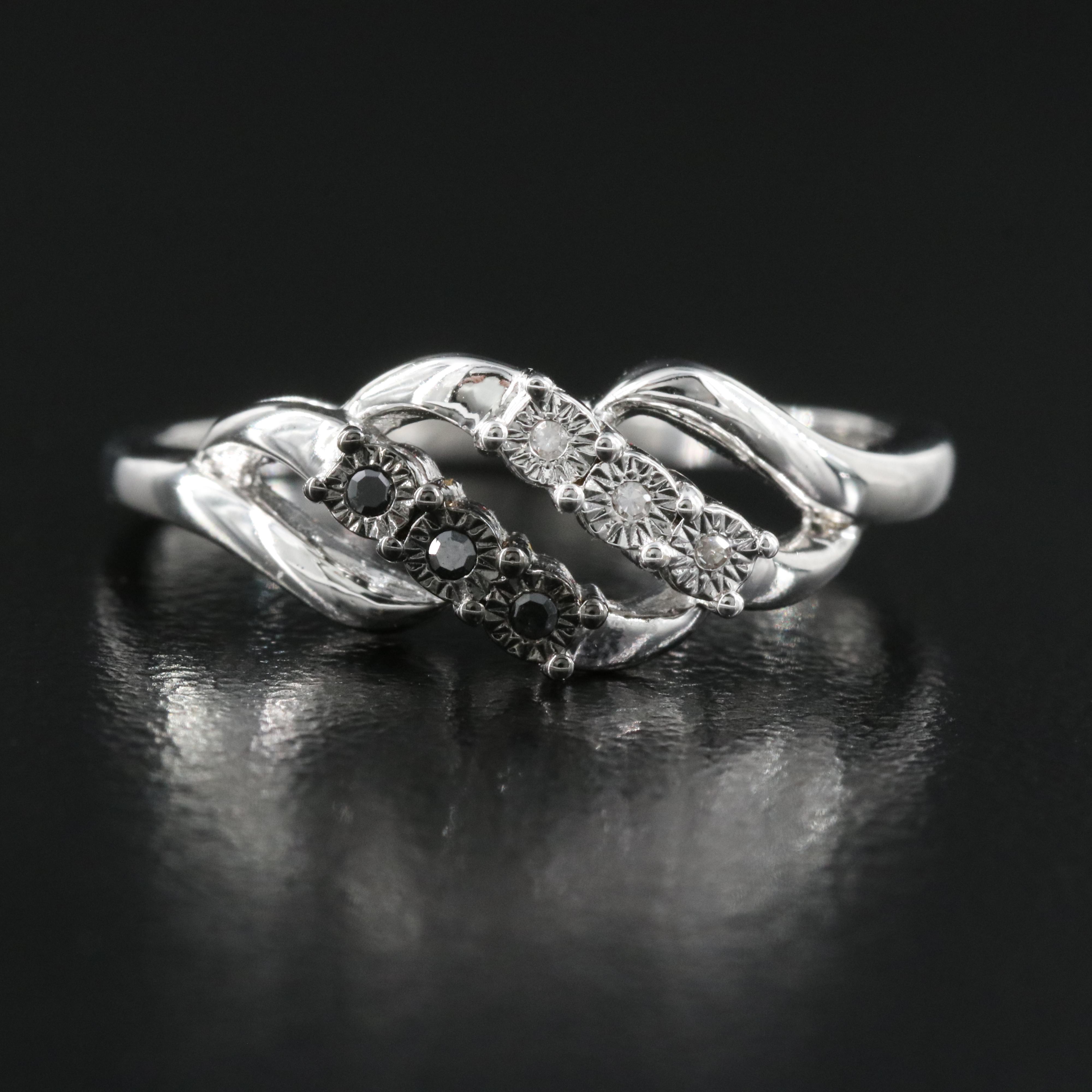 Sterling Diamond Crossover Ring