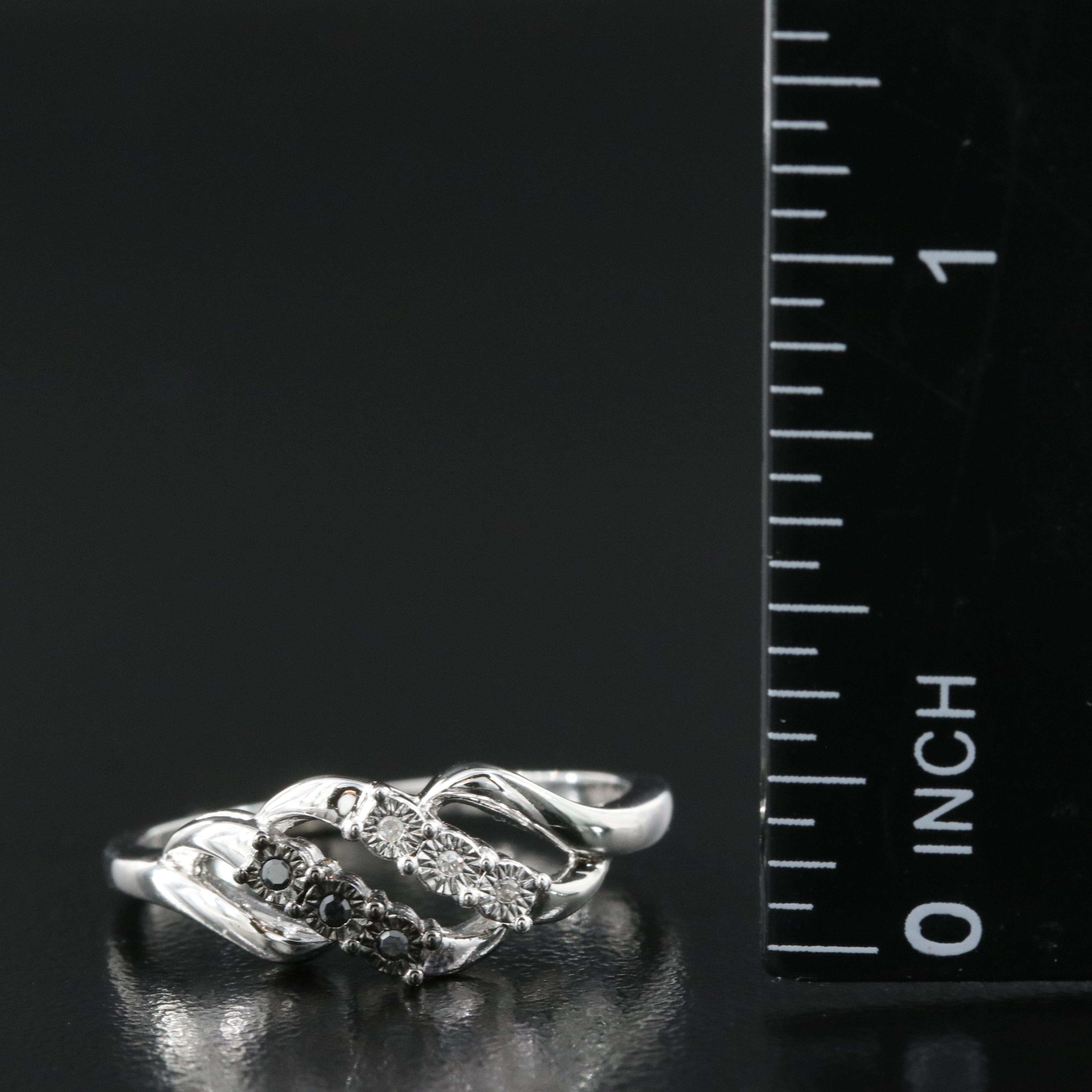 Sterling Diamond Crossover Ring