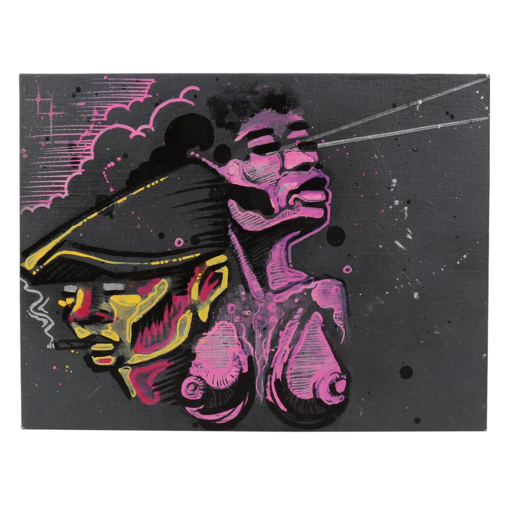 Swift Graffiti Folk Art Acrylic Painting, 21st Century