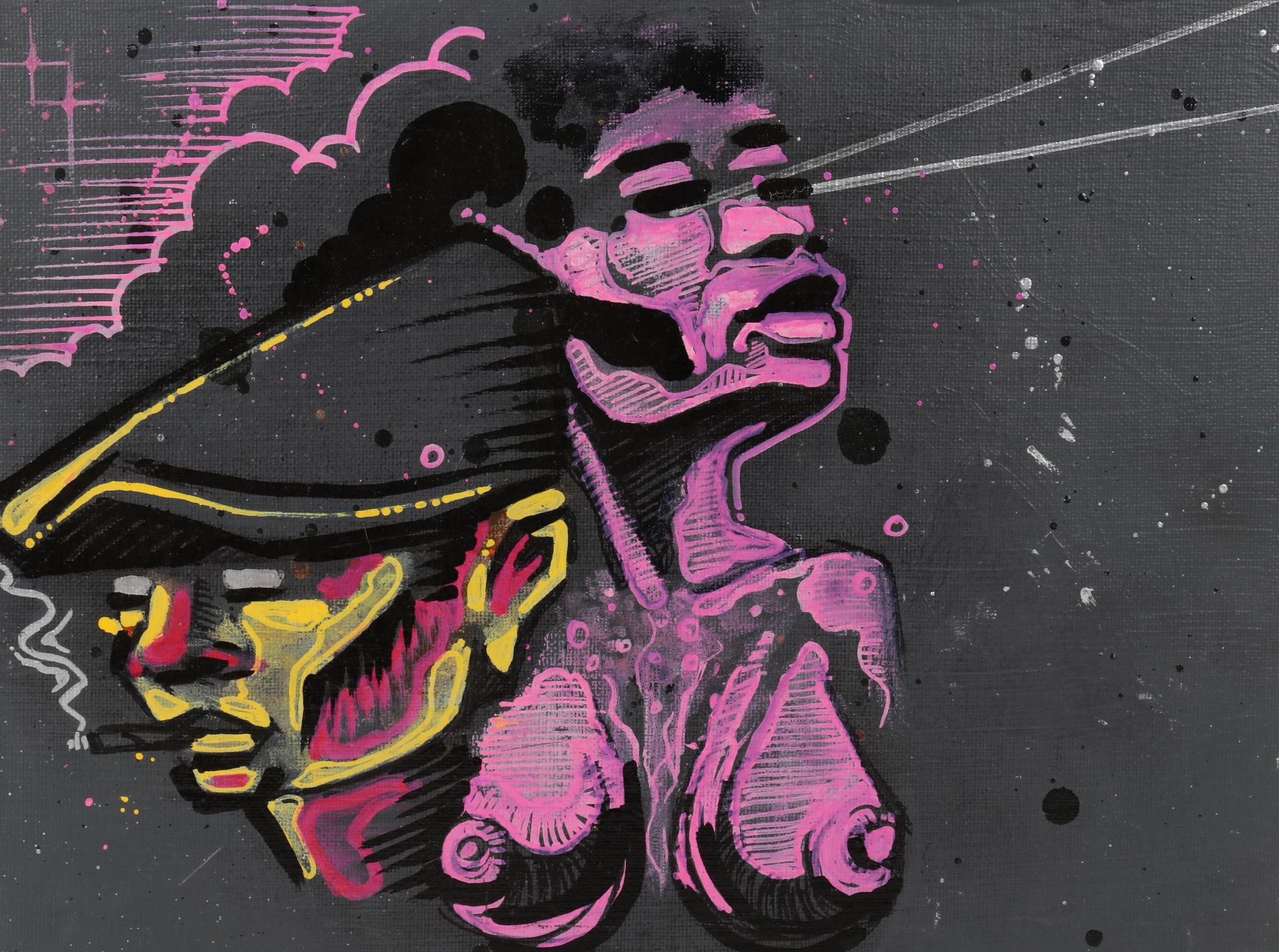 Swift Graffiti Folk Art Acrylic Painting, 21st Century