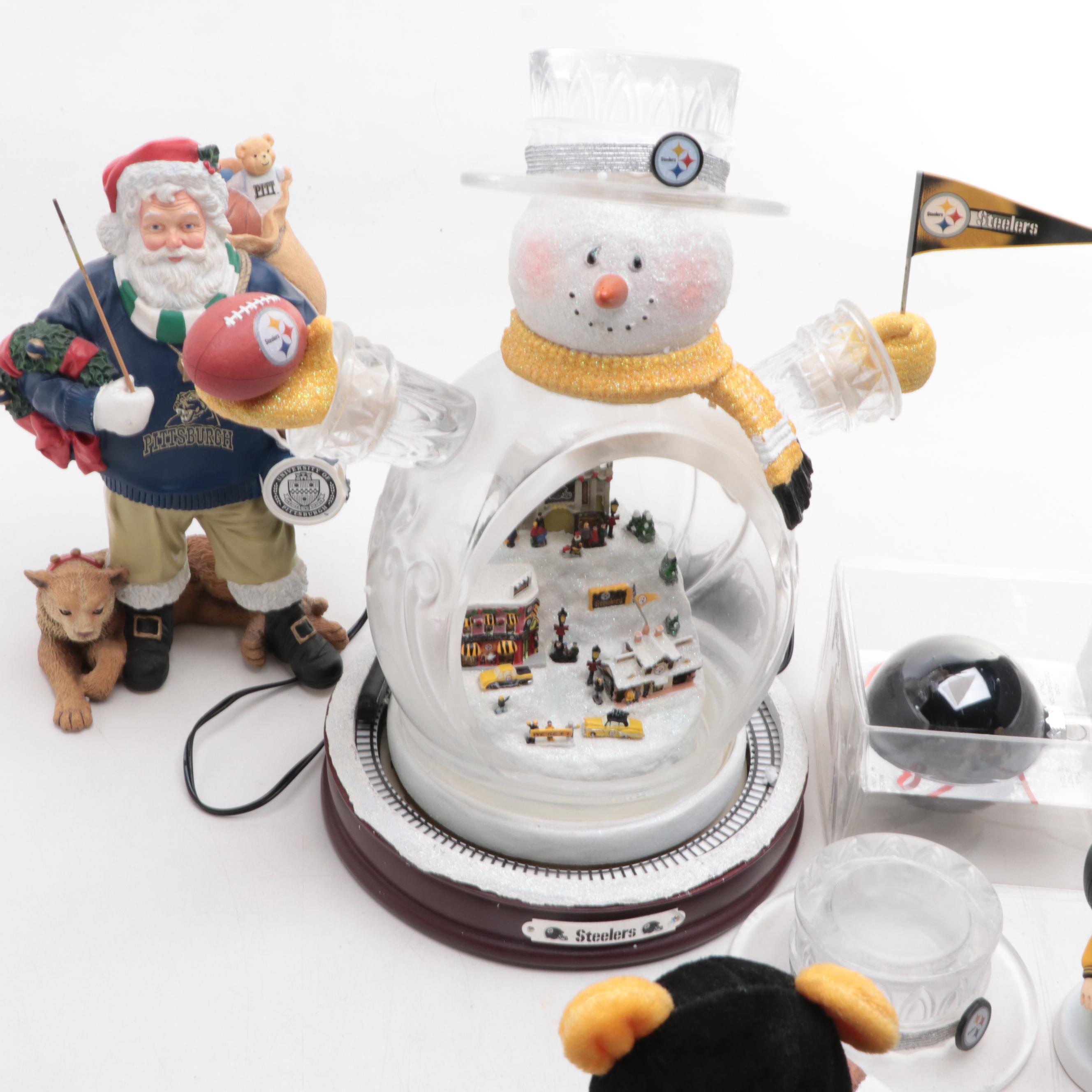 Bradford Exchange Pittsburgh Steelers Crystal Snowman and Other Figurines