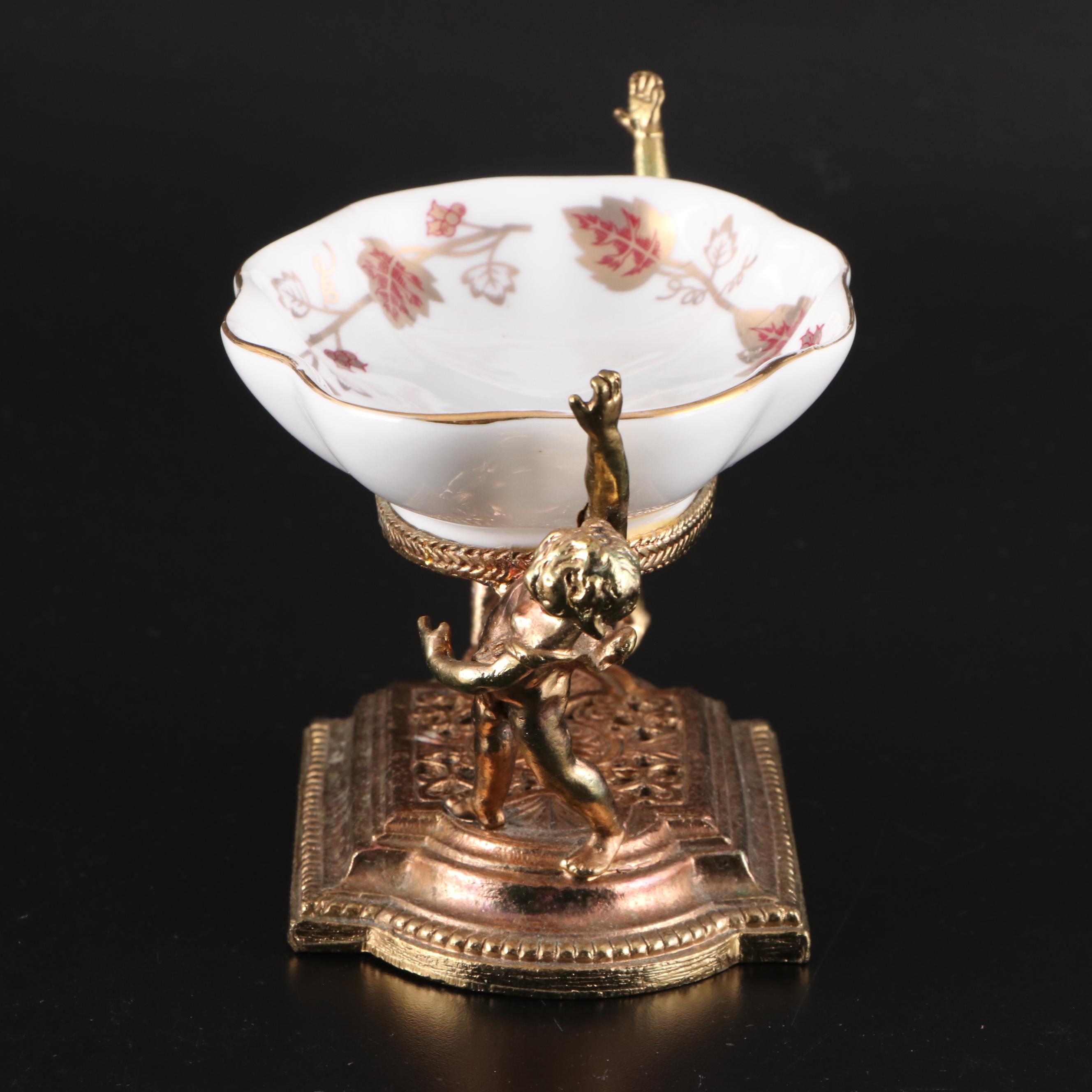 Stylebuilt Figural Soap Dish, Limoges Jar, and Glass Perfume Bottles